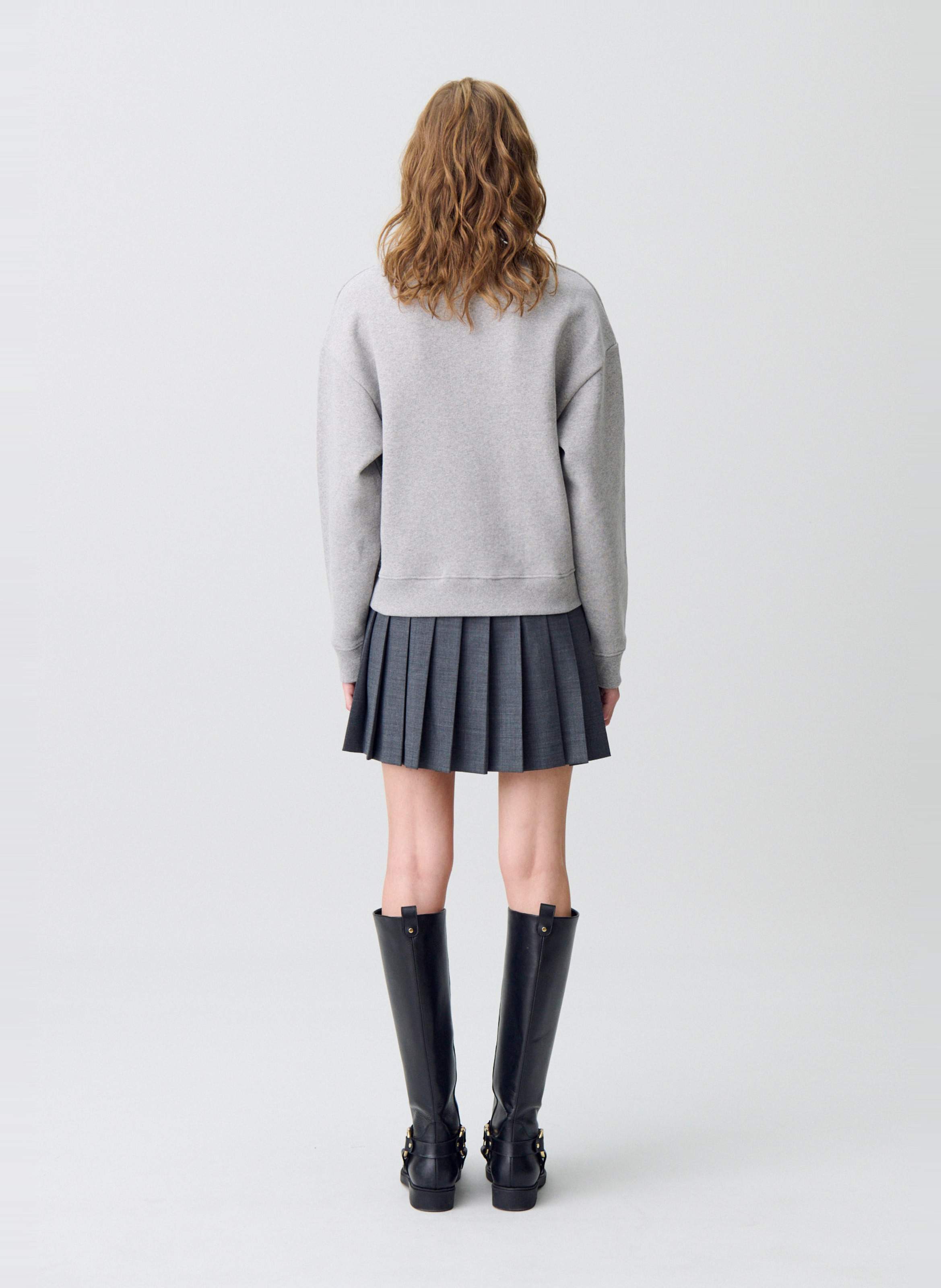 Sweat oversize col foulard en coton mélangé CLAUDIE PIERLOT Gris