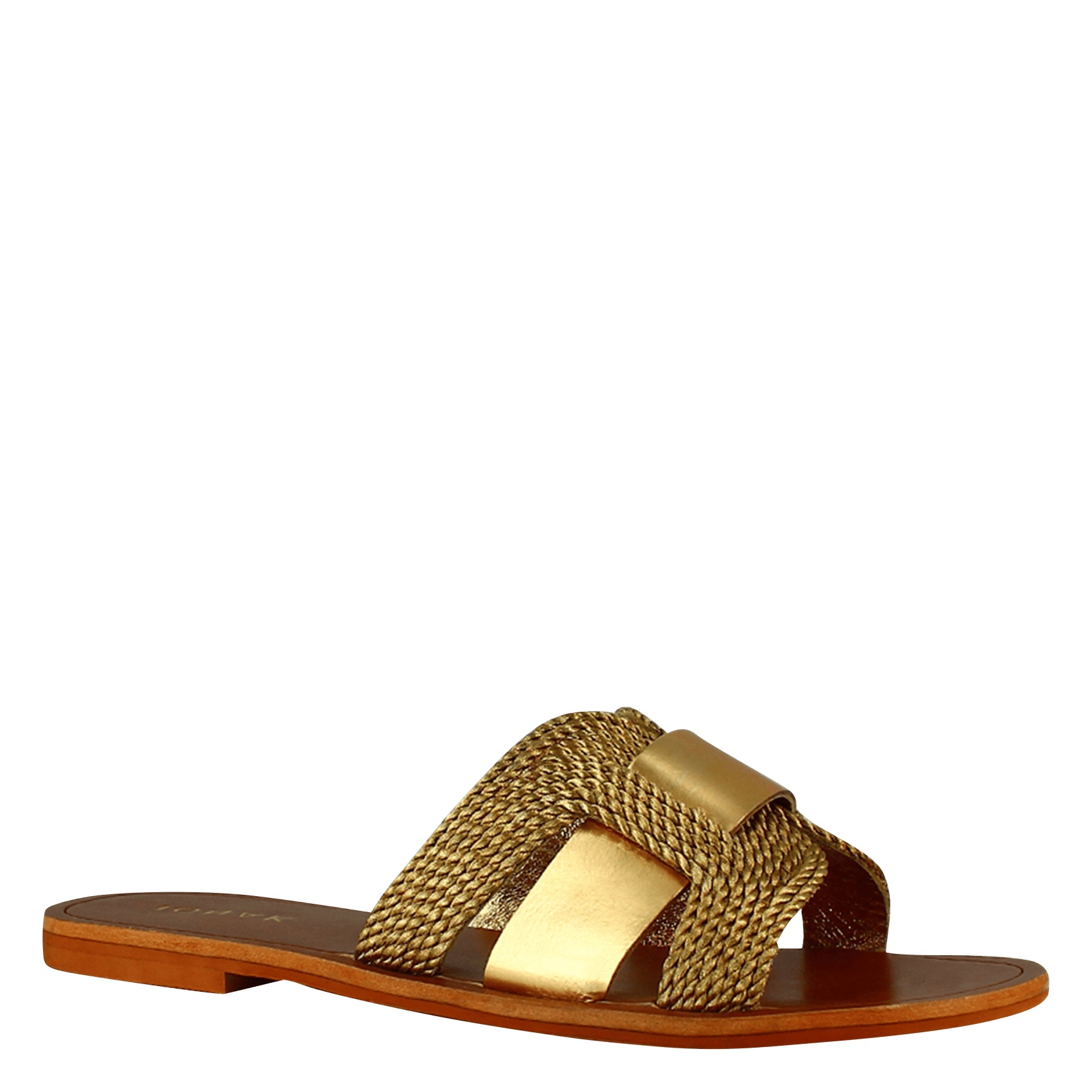 Sandales plates en cuir métallisé wilou JONAK Doré