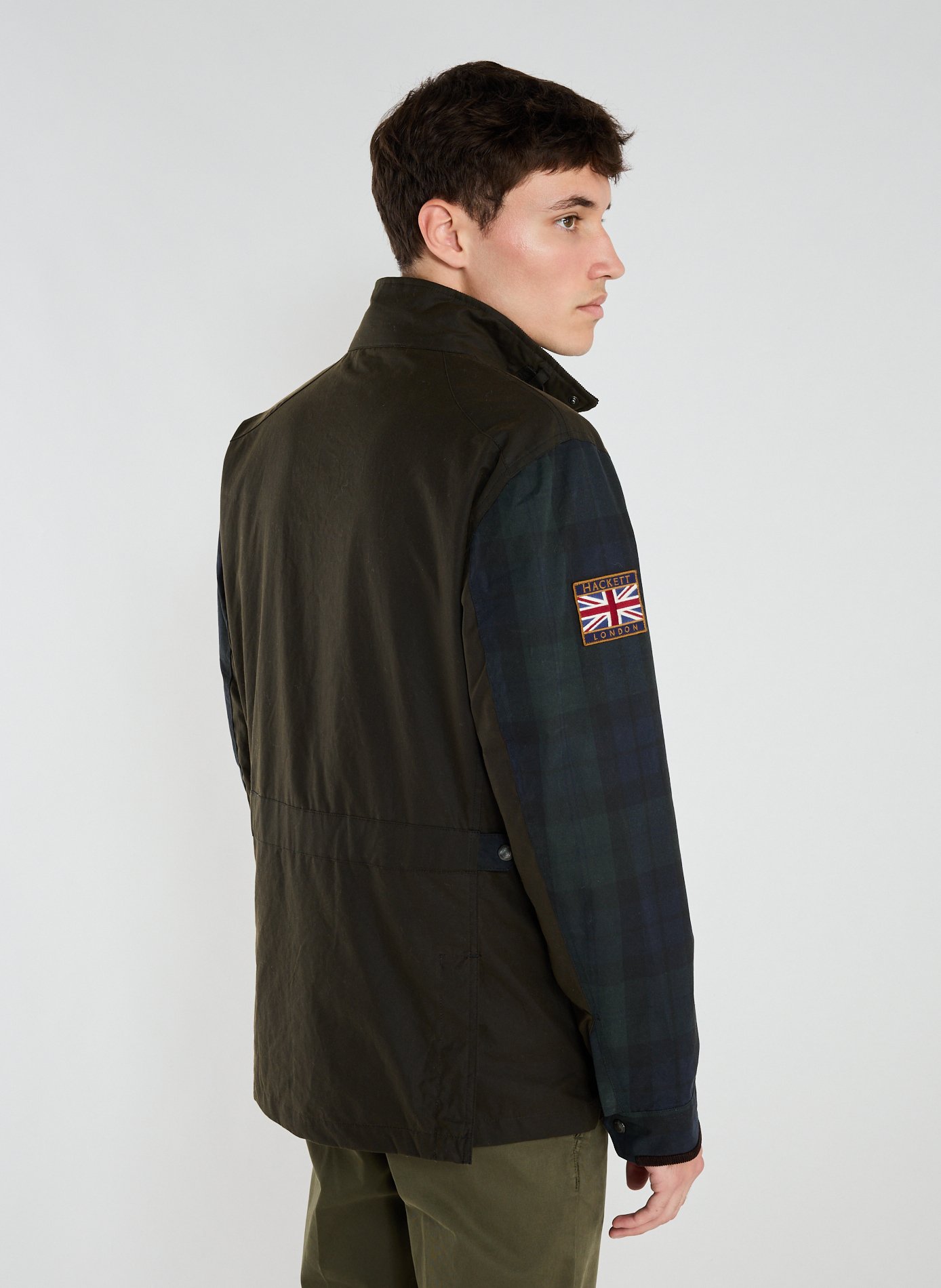 Multi-pocket tartan jacket HACKETT Green