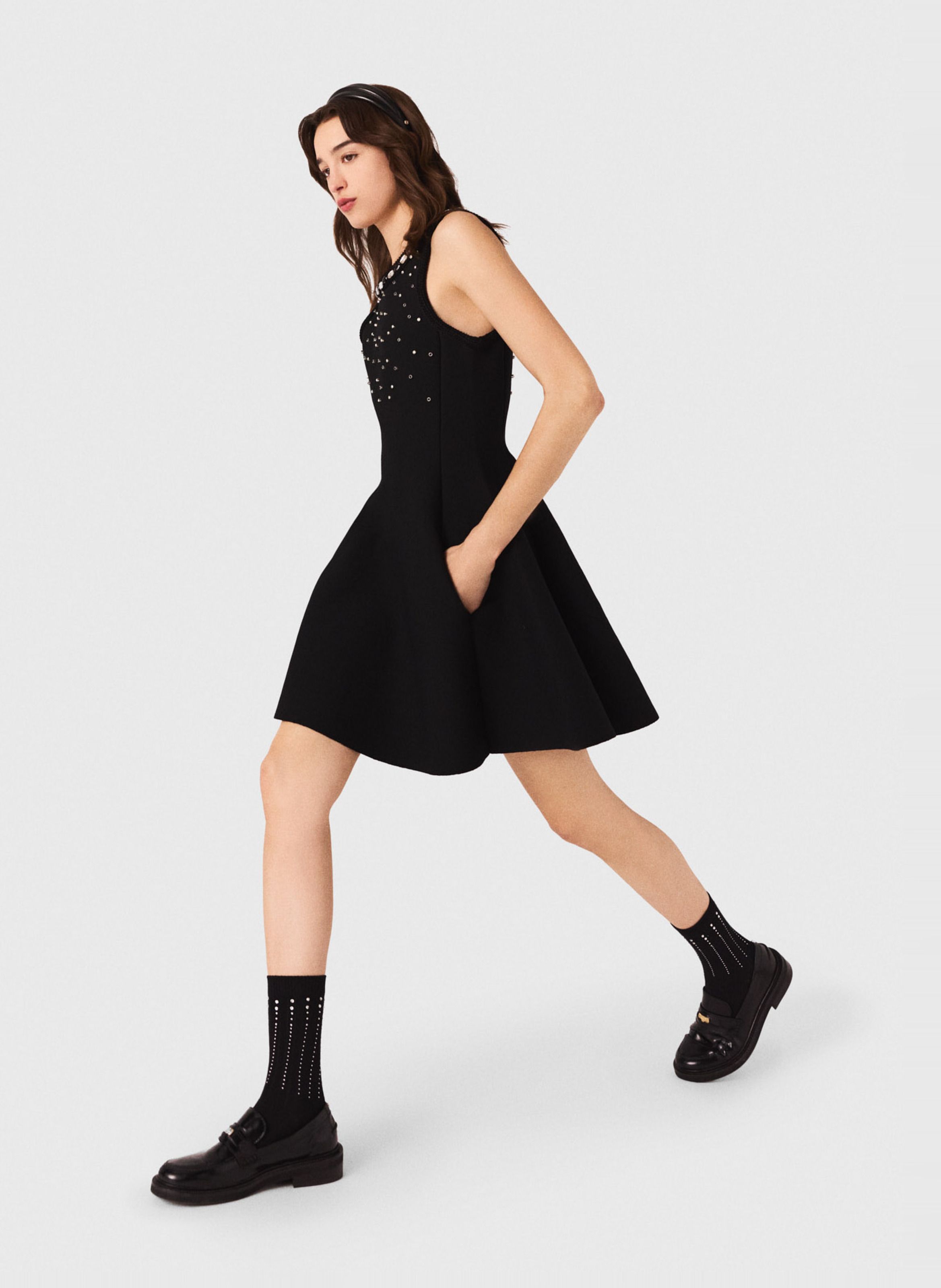 Robe courte col rond MAJE Noir