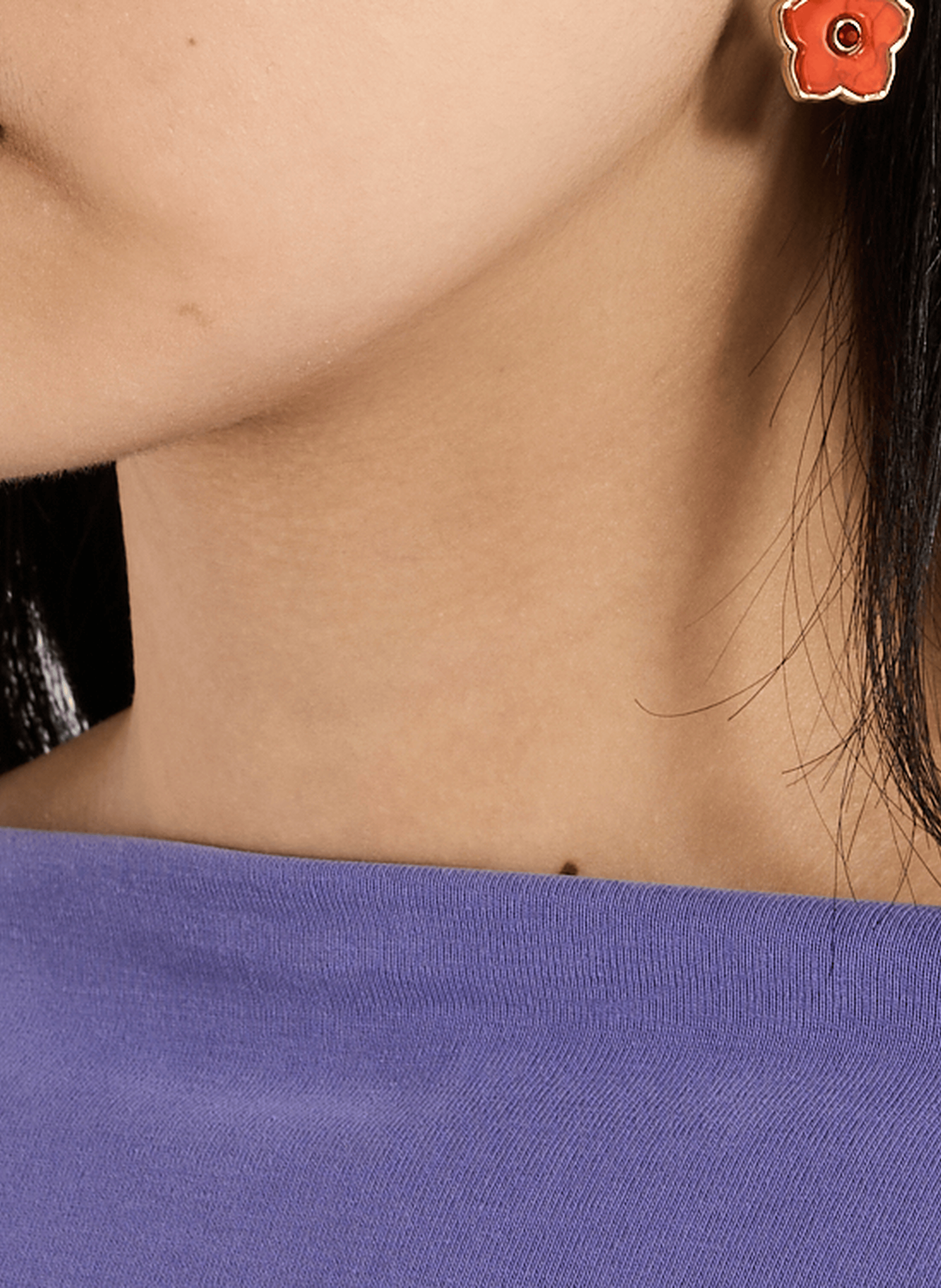 Boucles d&#039;oreille Pendentif fleur AU PRINTEMPS PARIS Rouge