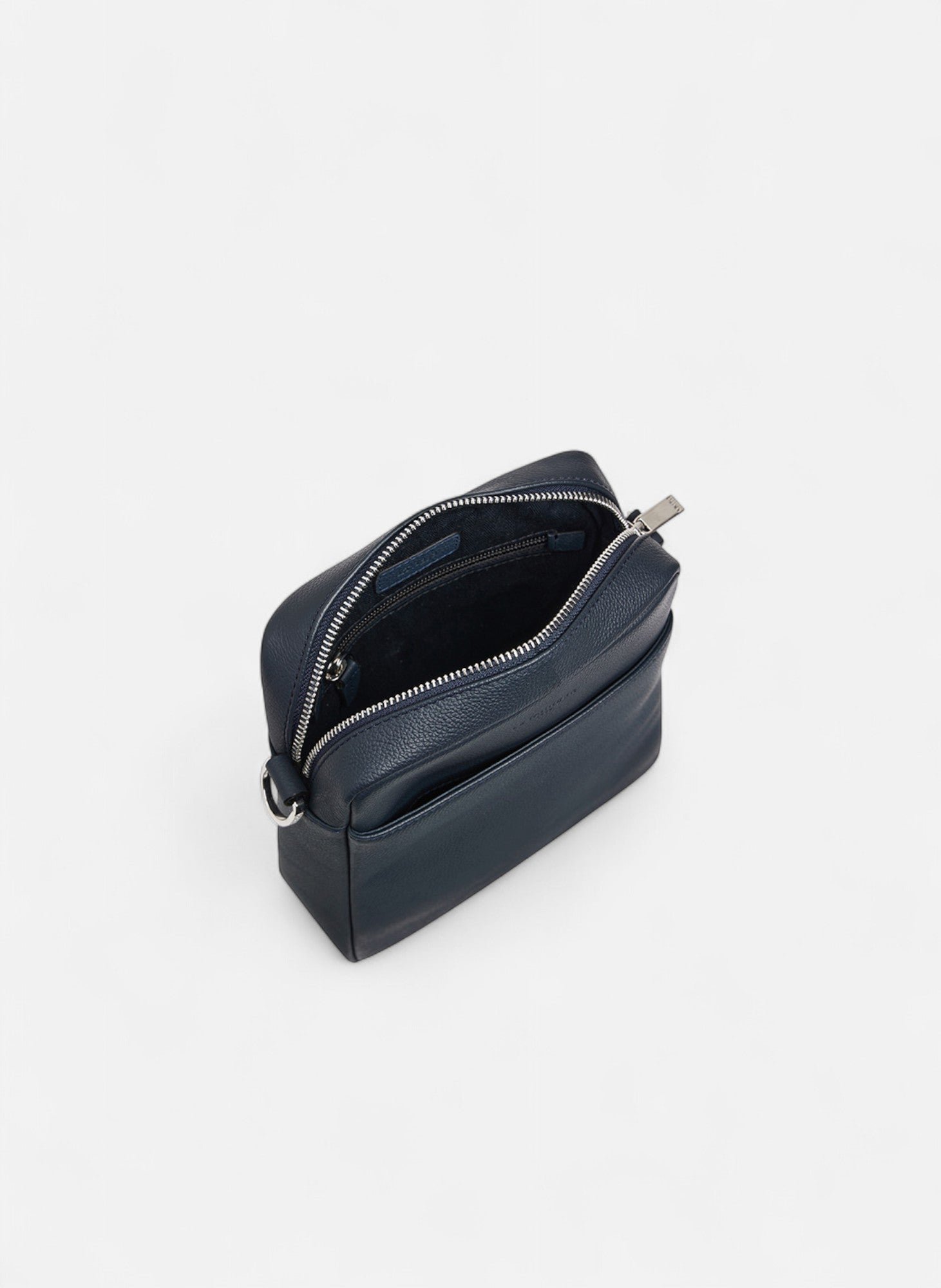 Petite sacoche zippée marceau en cuir grainé LE TANNEUR Bleu