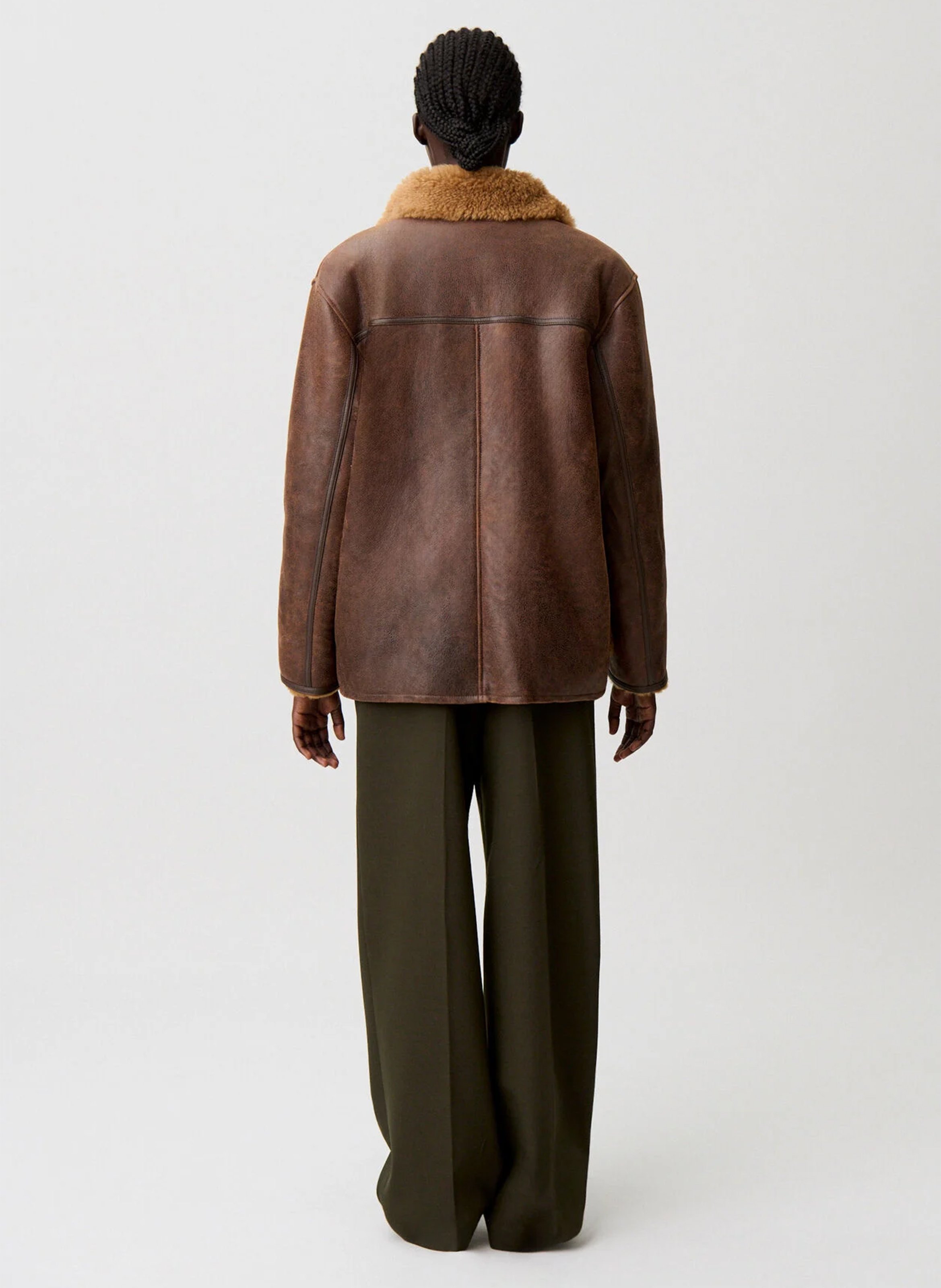 Veste en cuir droite florita CLAUDIE PIERLOT Marron