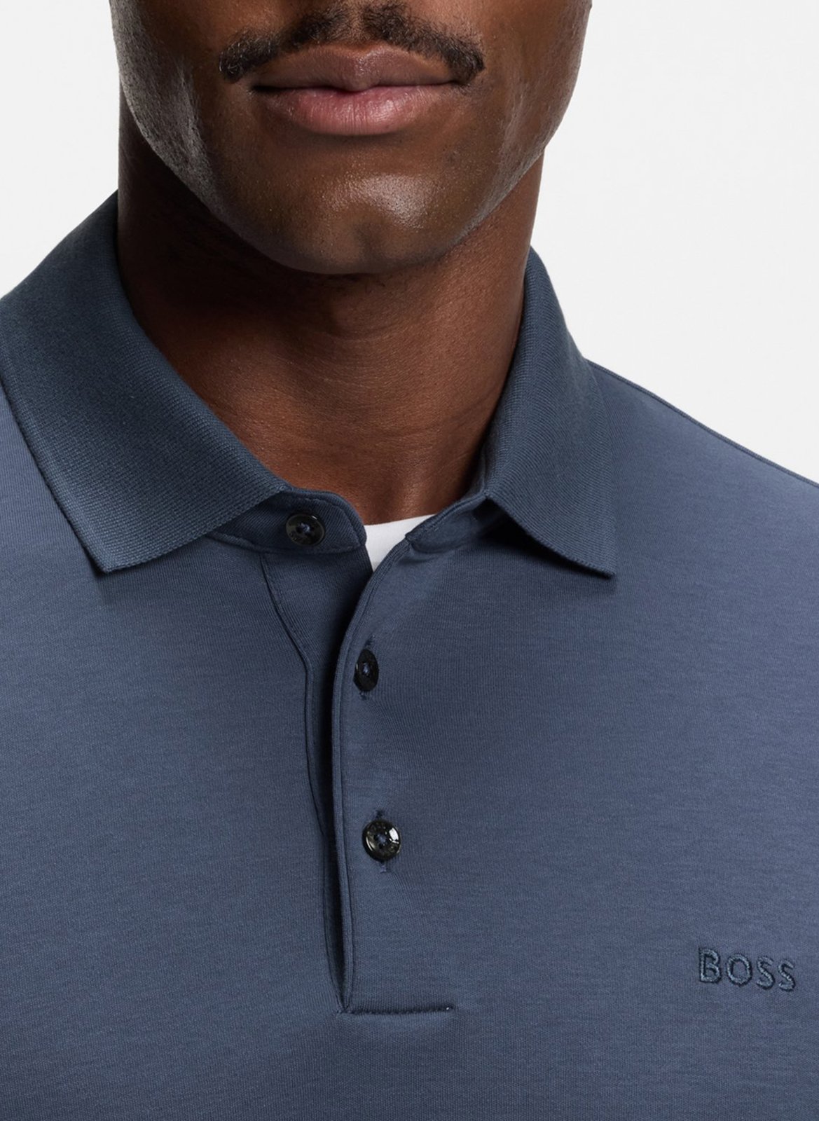 Polo col classique en coton BOSS Bleu