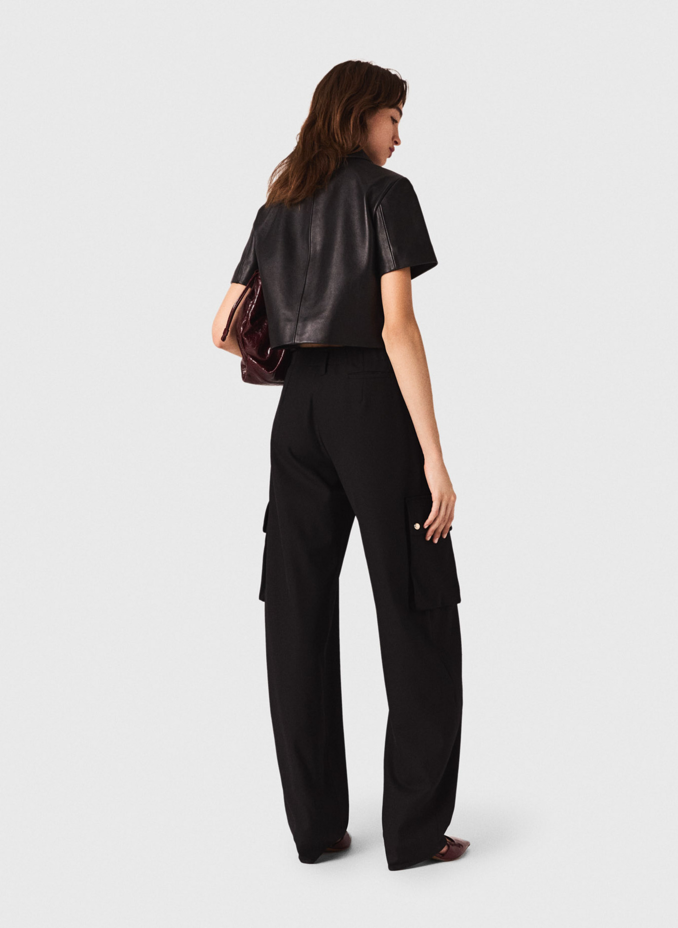 Pantalon cargo en lainage Noir