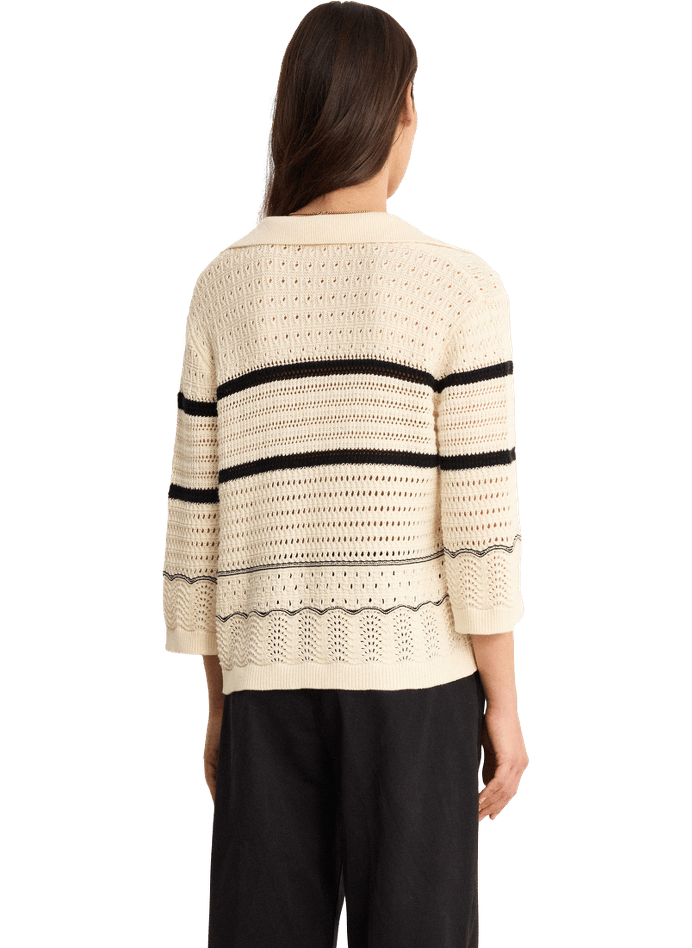 Polo en crochet rayé - leontine PABLO Beige
