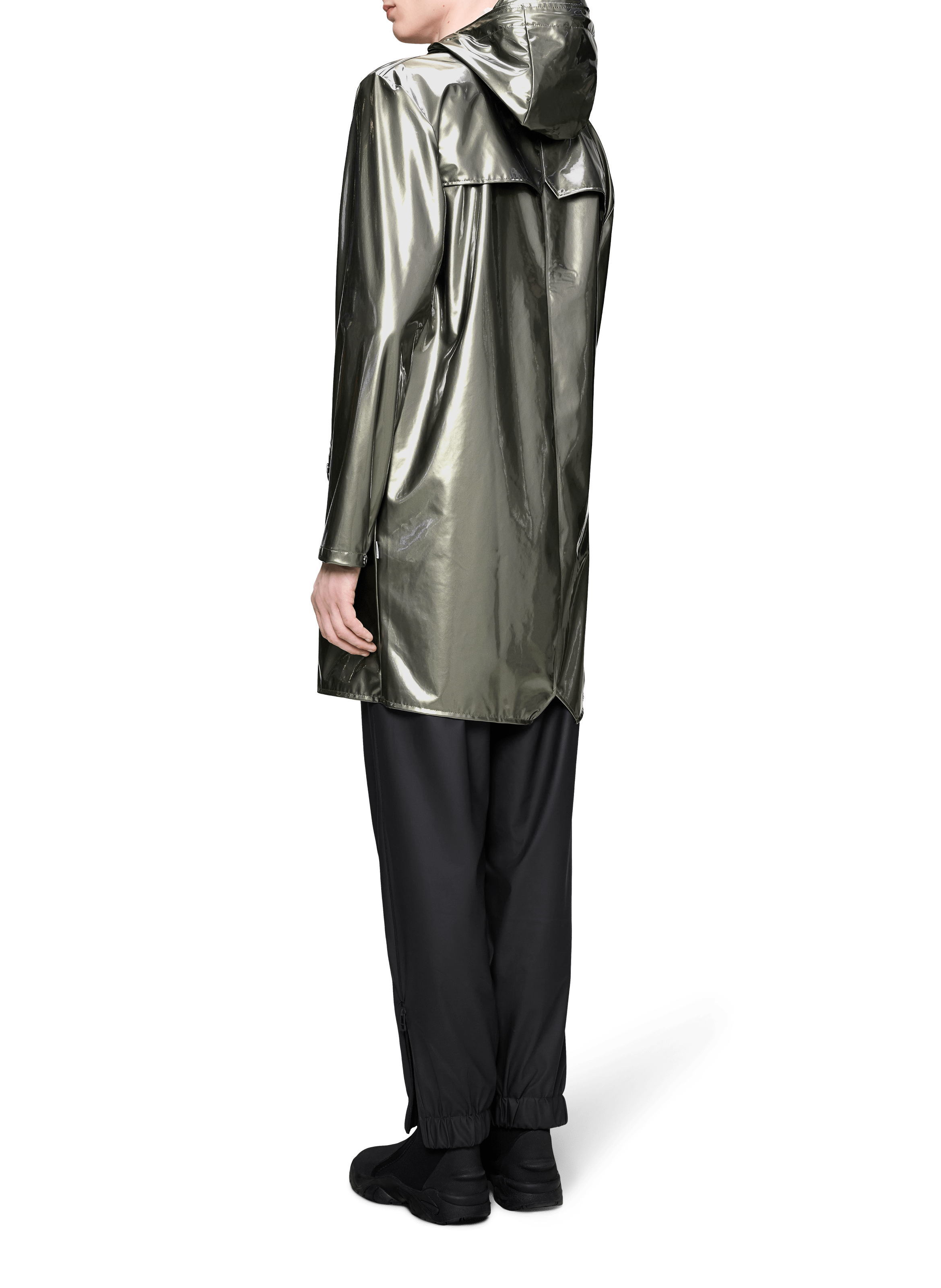 Imperméable métallisé à capuche RAINS Argent