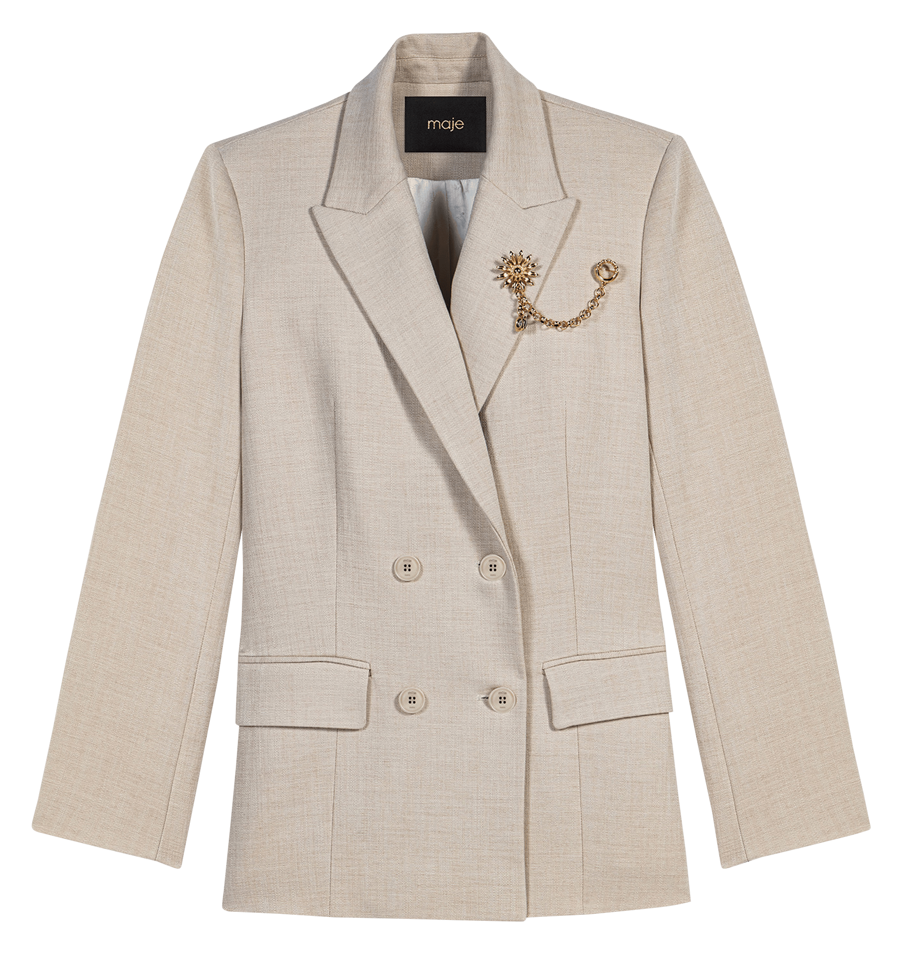 Veste col tailleur MAJE Beige