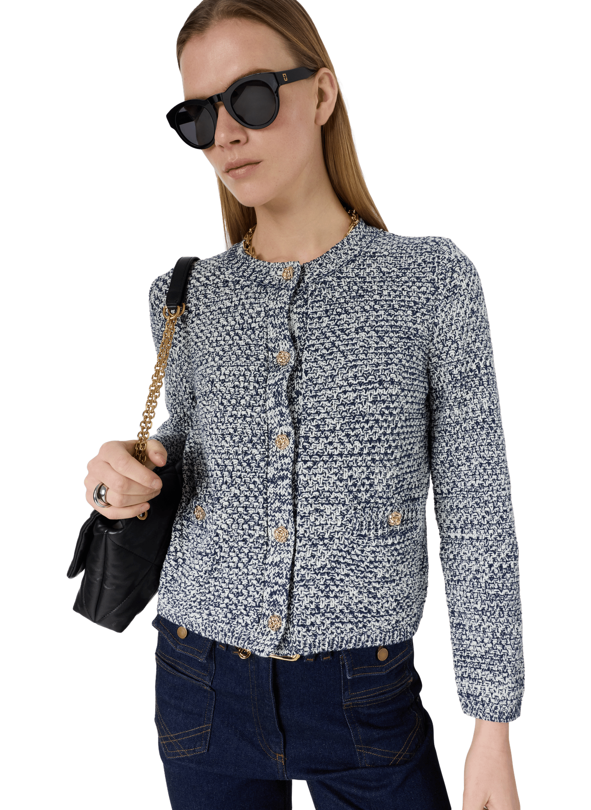 Gilet chiné à boutons dorés - leora GERARD DAREL Bleu