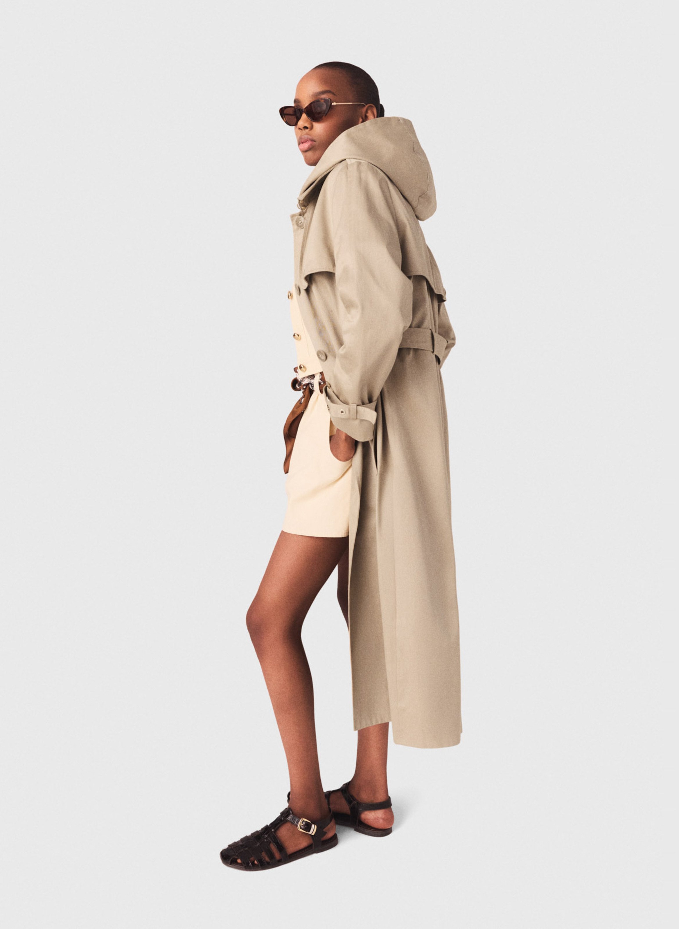 Trench ceinturé en coton MAJE Beige