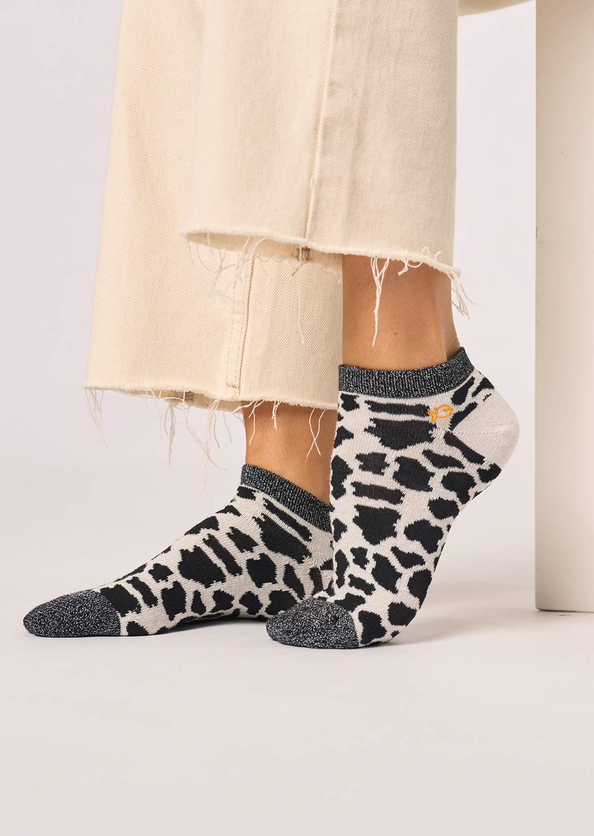 Socquettes en coton peigné vache BILLYBELT Noir