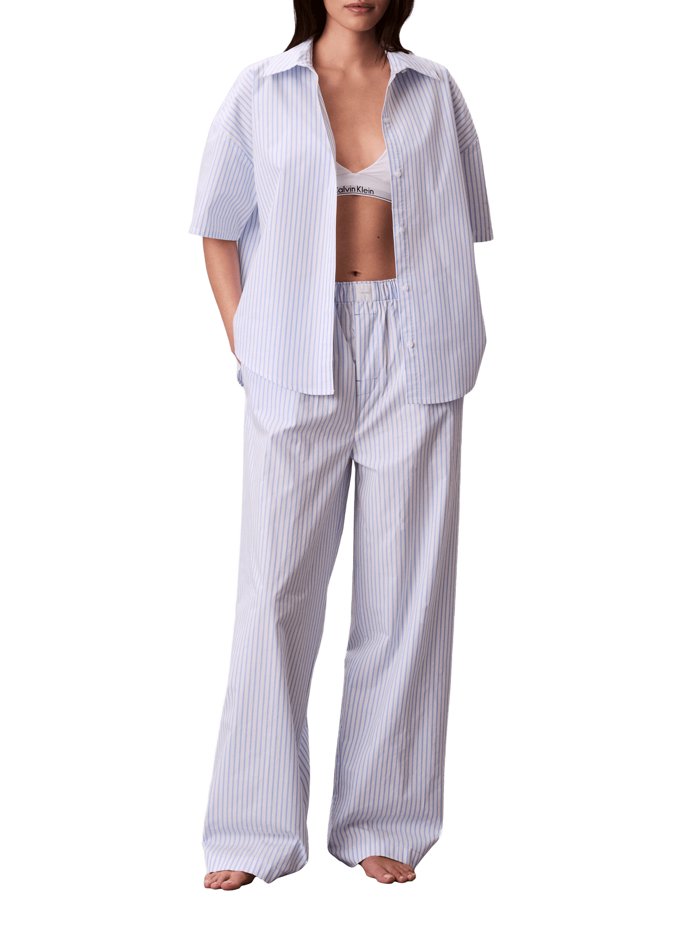 Wide striped cotton pajama pants CALVIN KLEIN Blue