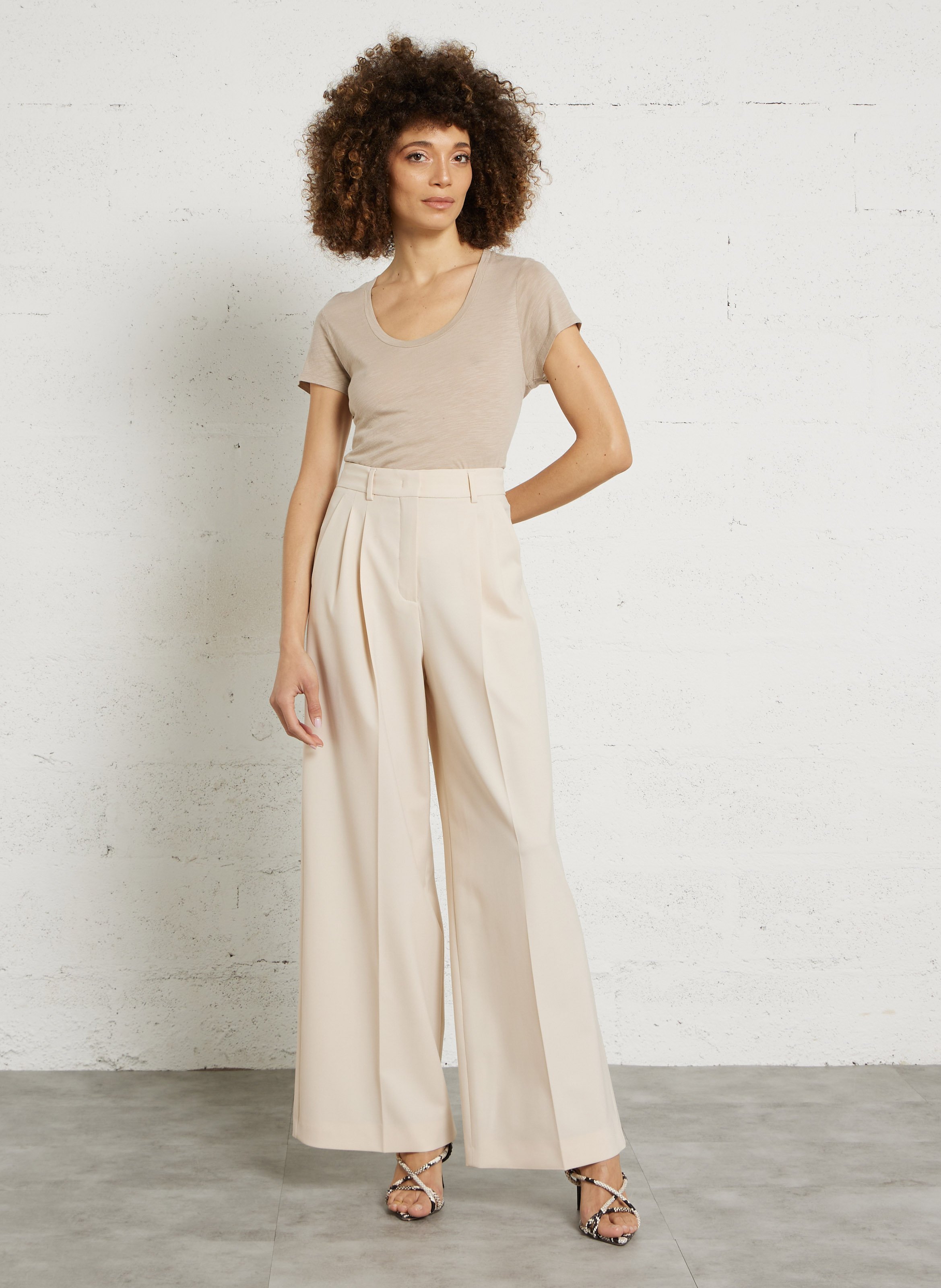 Tee-shirt col rond en coton mélangé jacksonville AMERICAN VINTAGE Beige