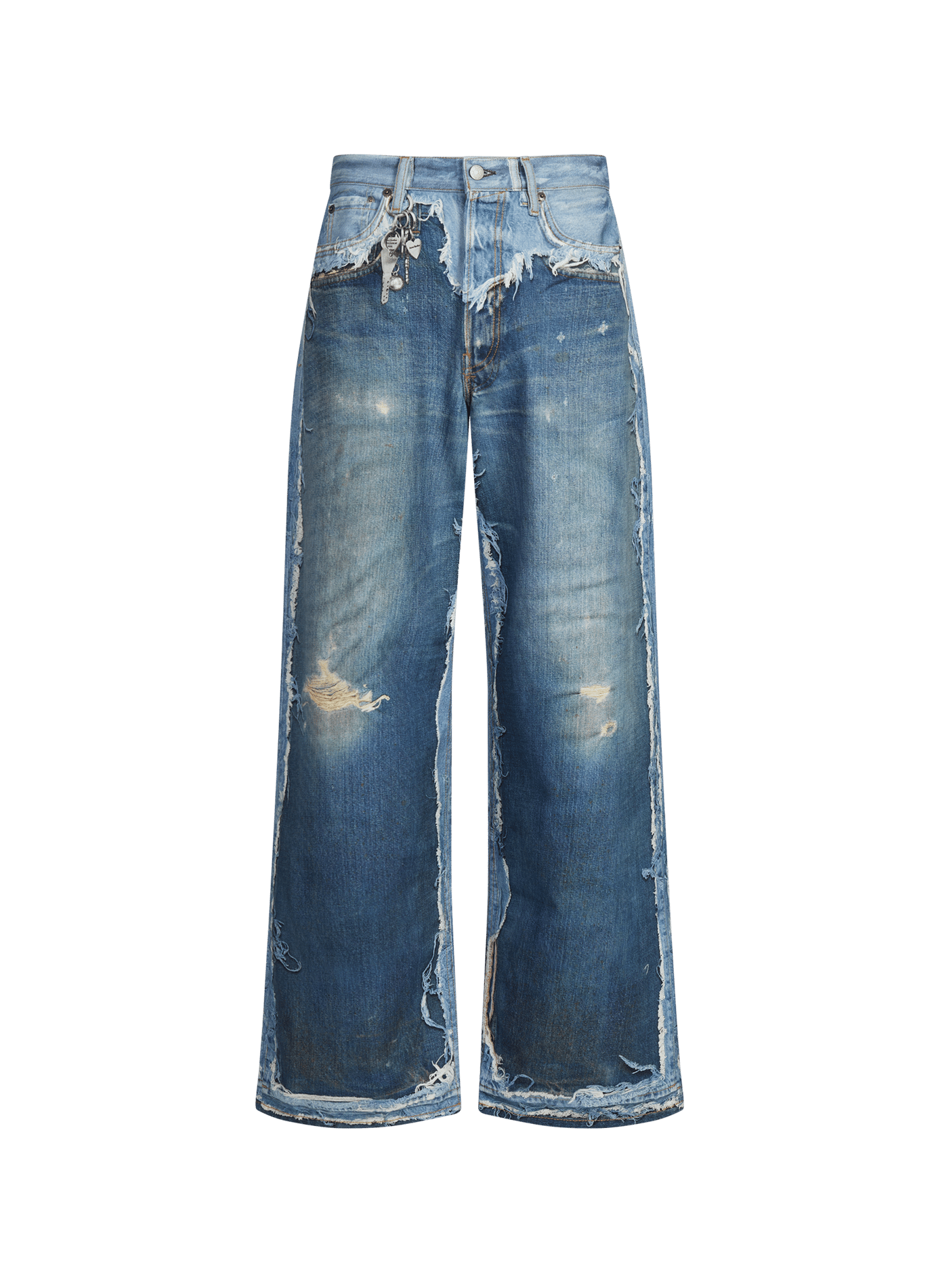 Jean ample imprimé déchiré en coton ACNE STUDIOS Bleu