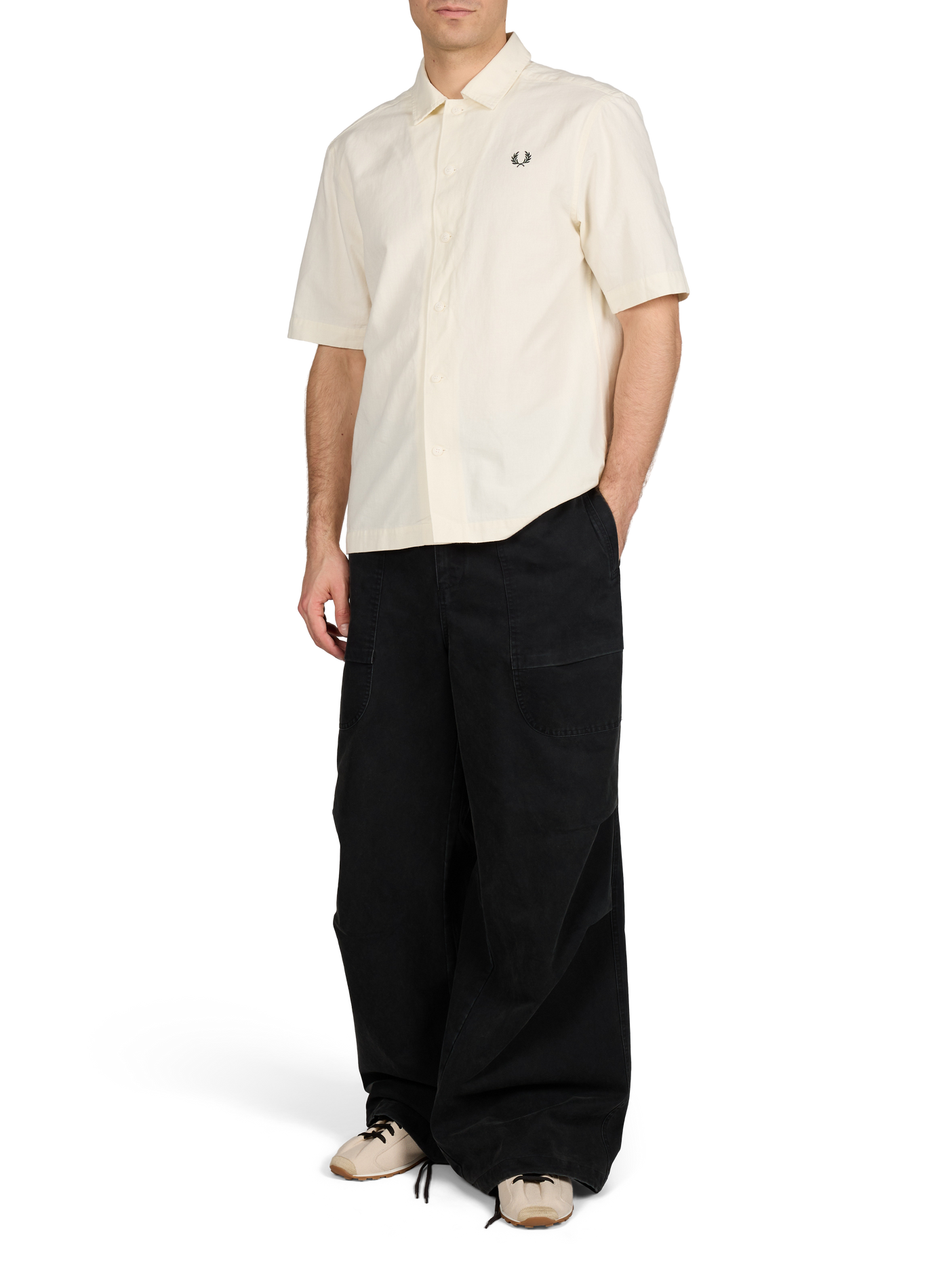 Chemise droite à manches courtes en coton FRED PERRY Beige