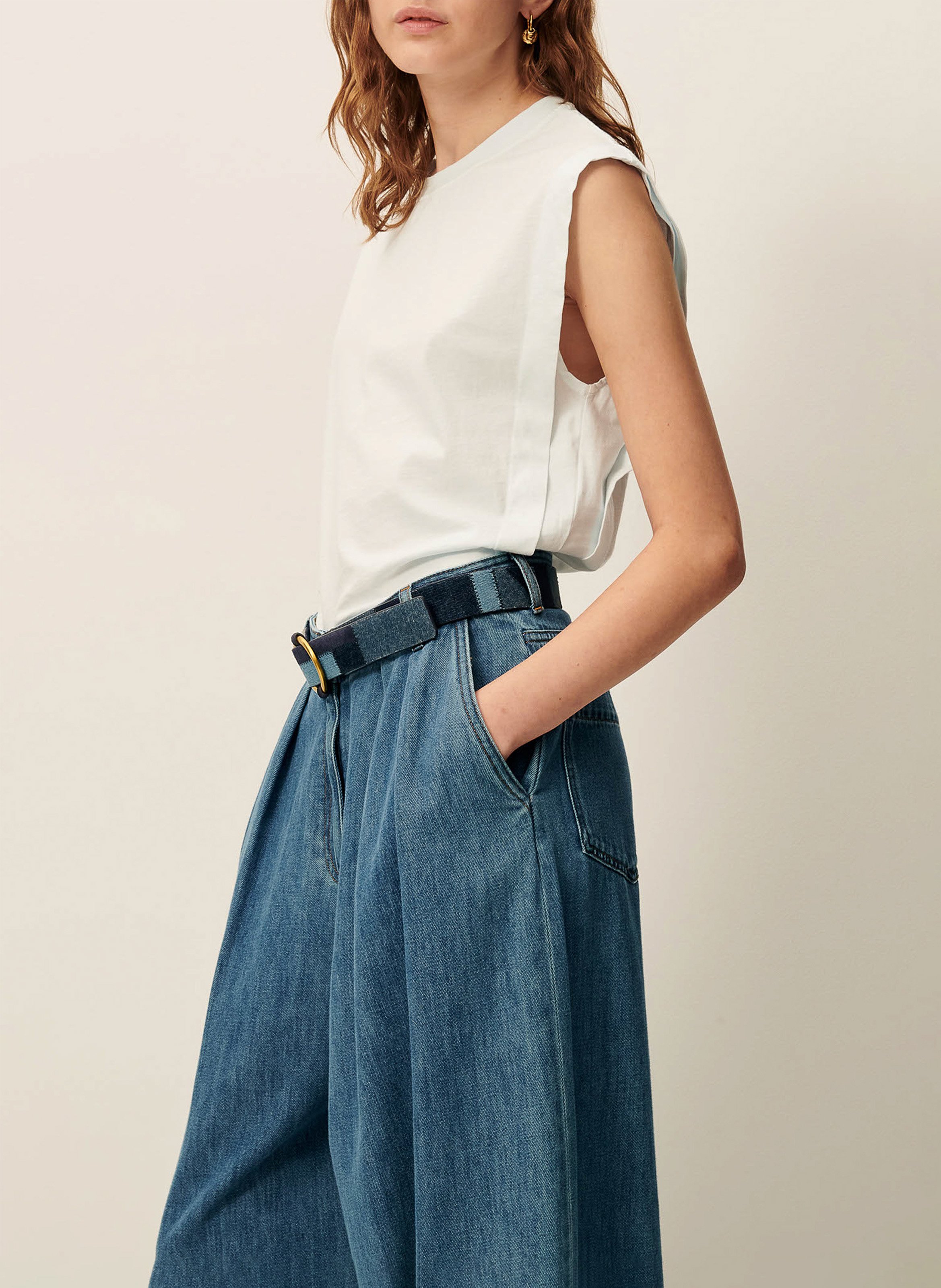 Tee-shirt col rond en coton orlando SESSUN Bleu