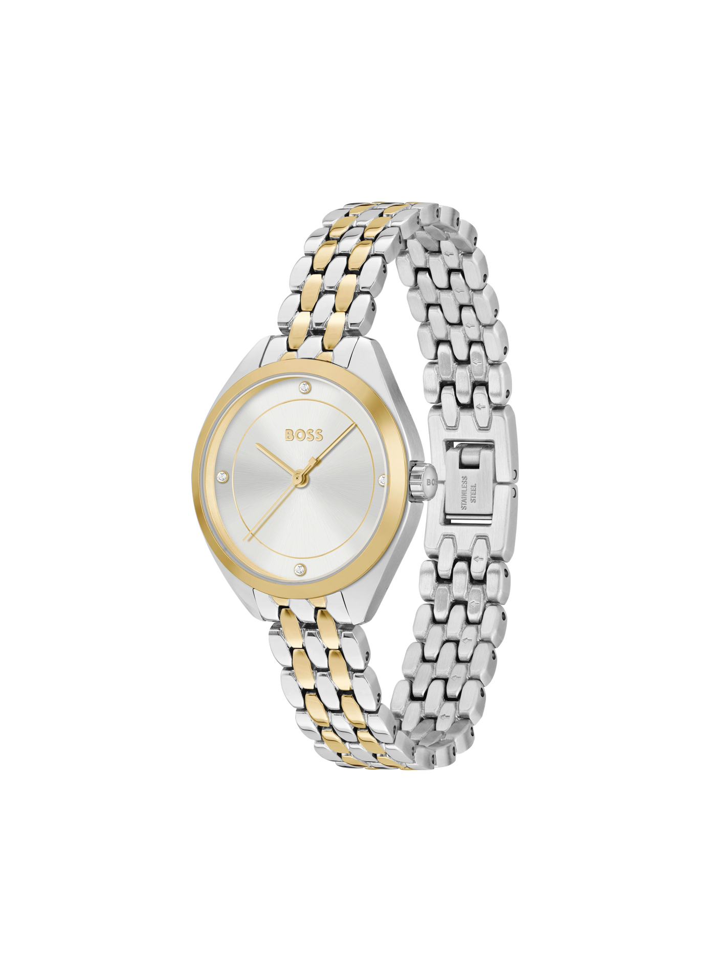 Montre quartz Mae en acier inoxydable  BOSS MONTRES Blanc