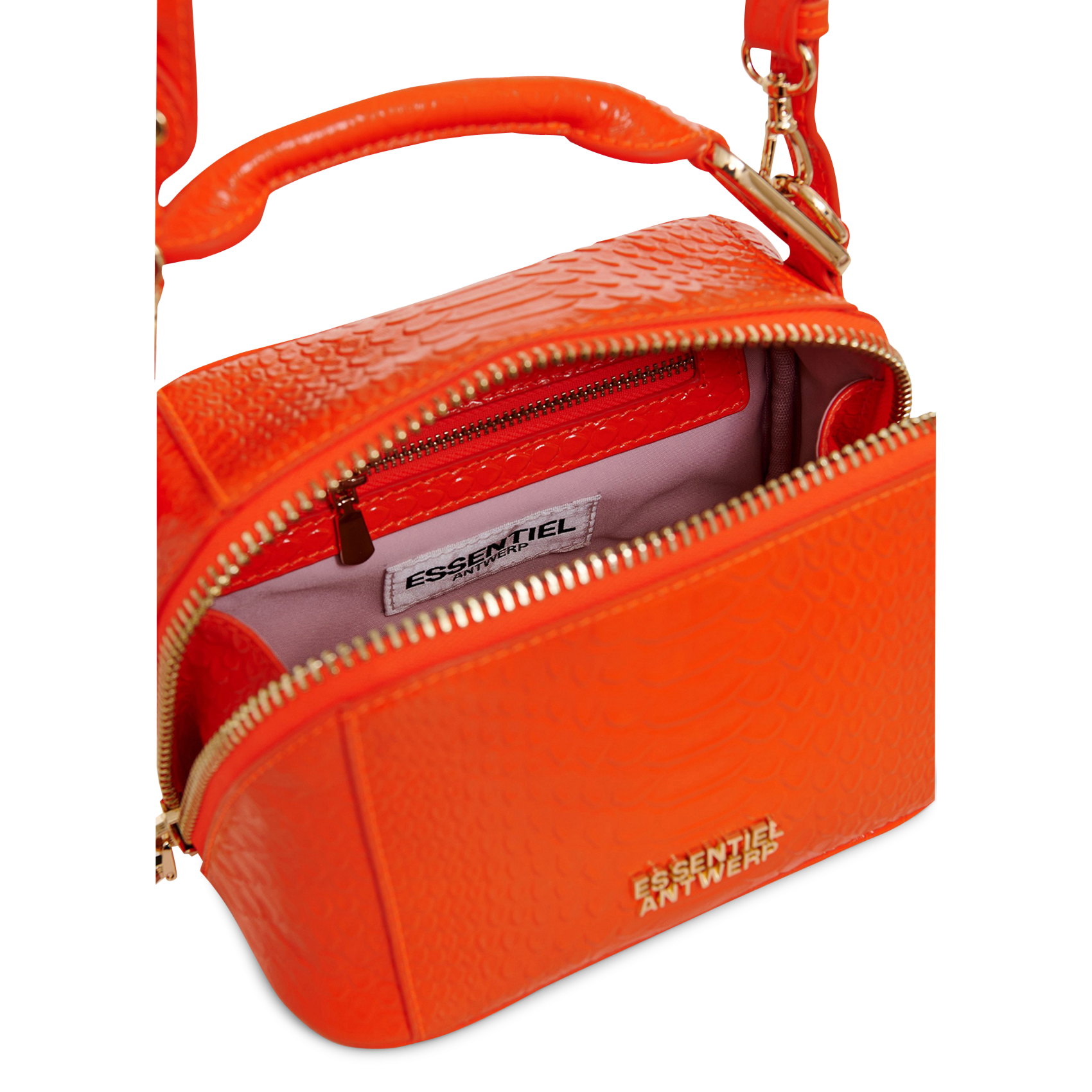 Sac bandoulière en cuir embossé croco jussi ESSENTIEL ANTWERP Orange