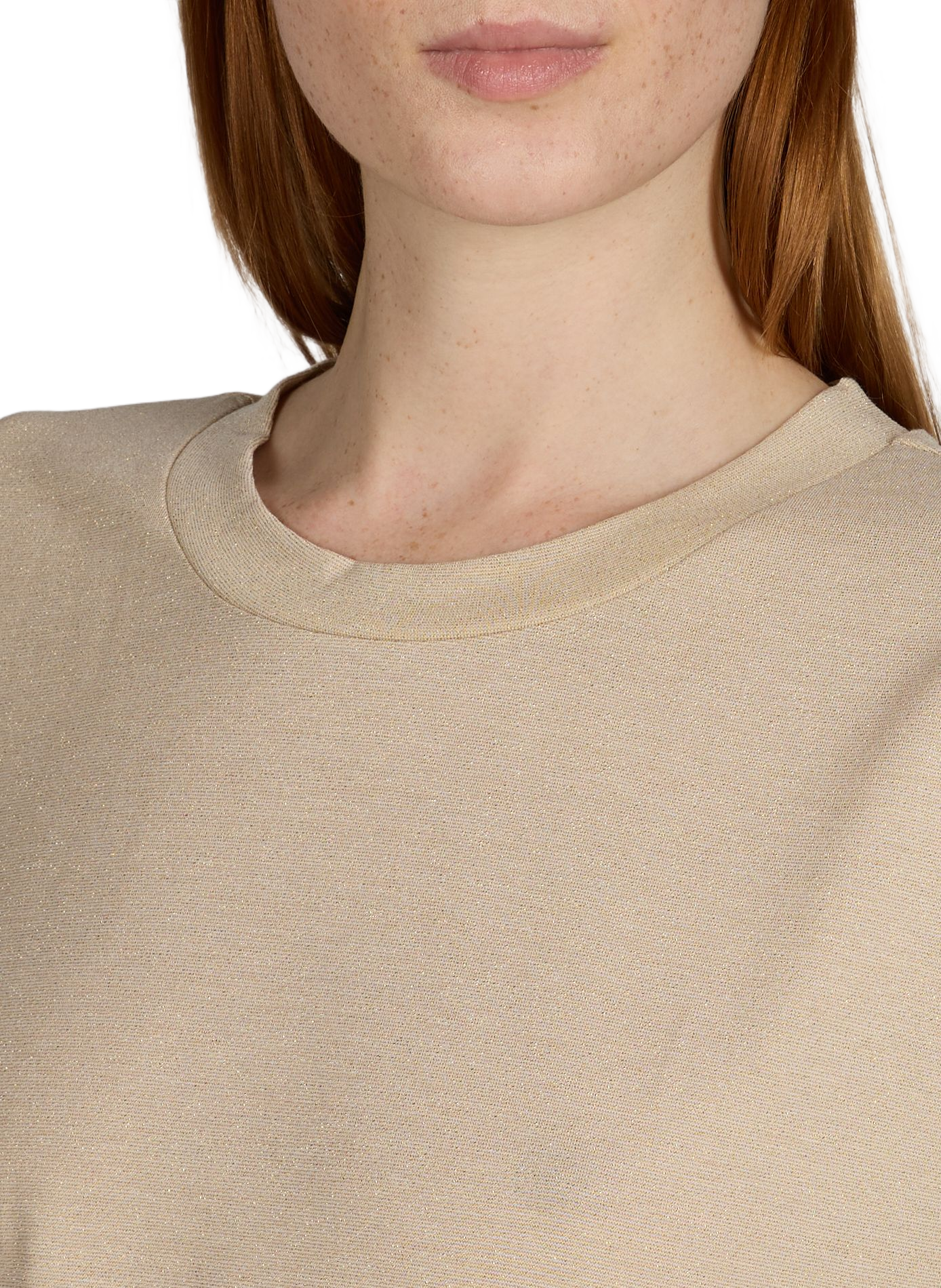 T-shirt cropped brillante con scollo rotondo VILA Beige