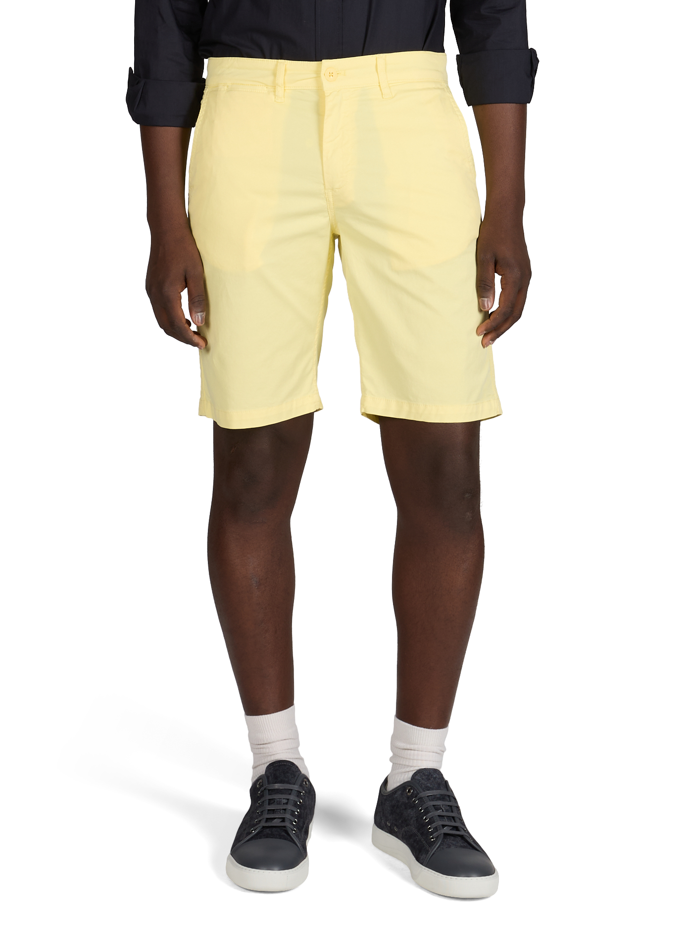 Bermuda uni en coton mélangé EDEN PARK Jaune