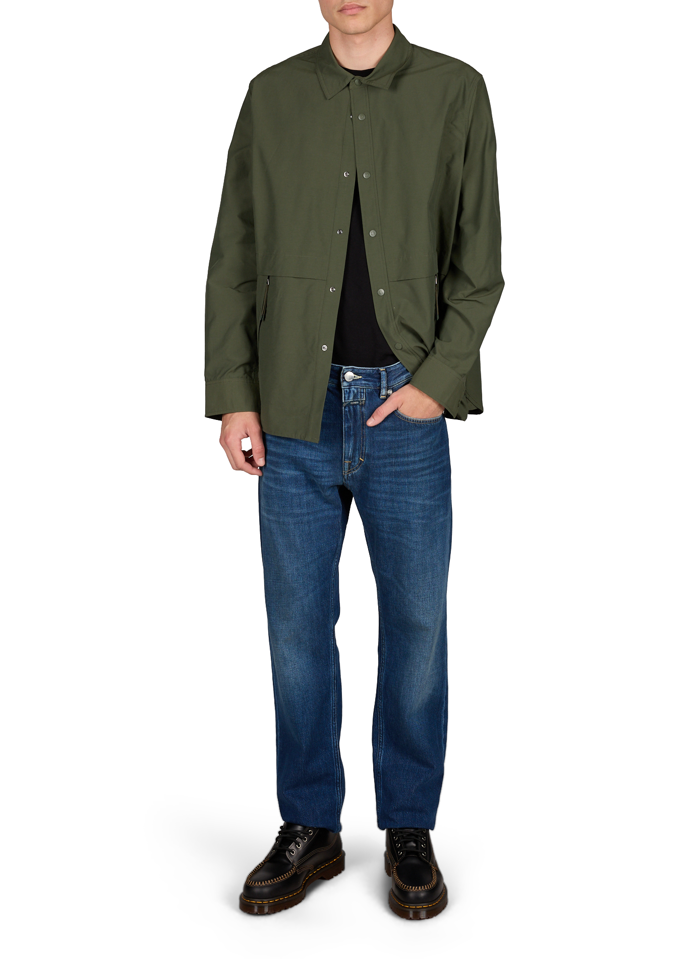 Solid overshirt with classic collar AIGLE Khaki