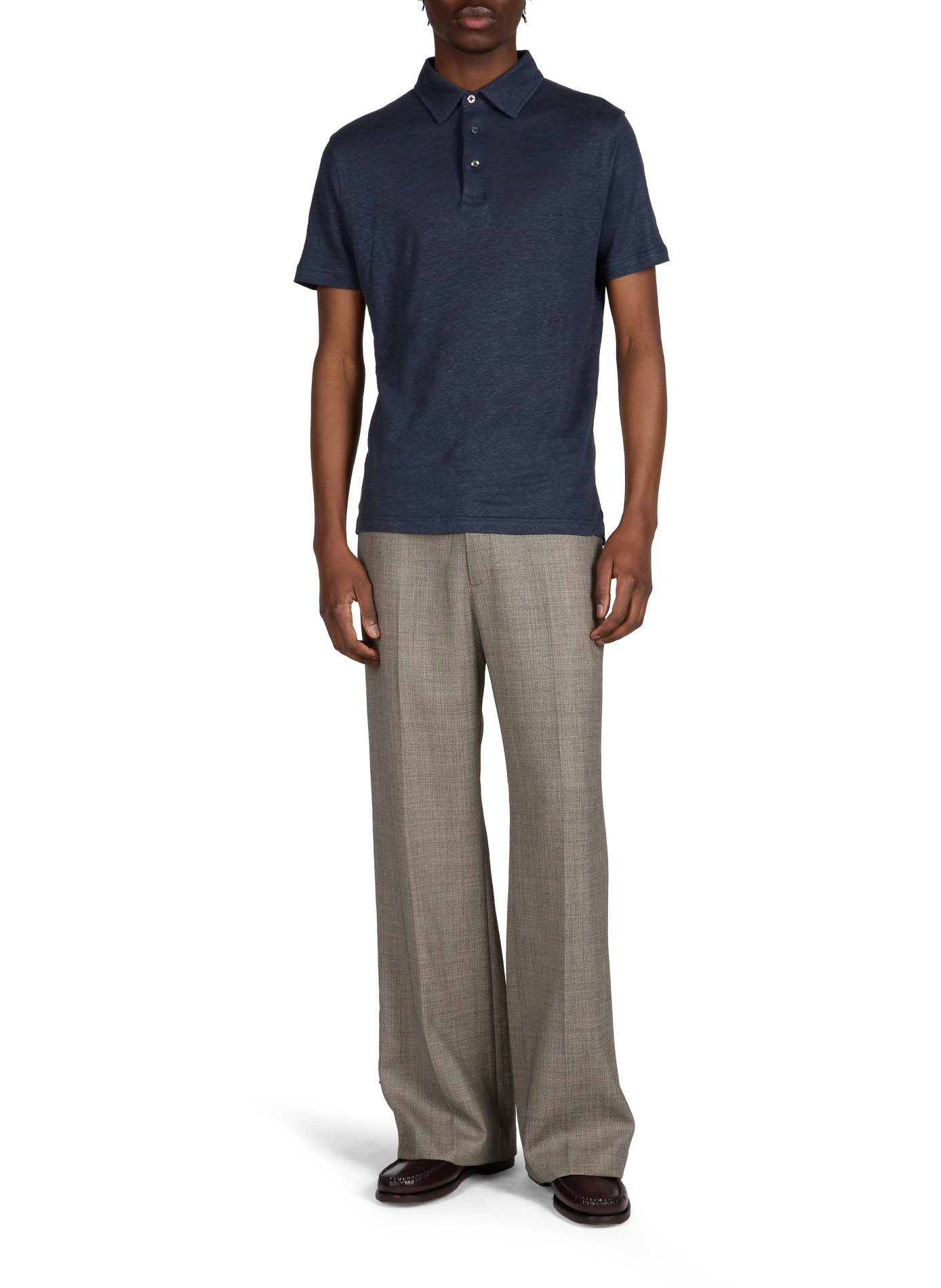 Short sleeve linen polo AURELIEN Blue