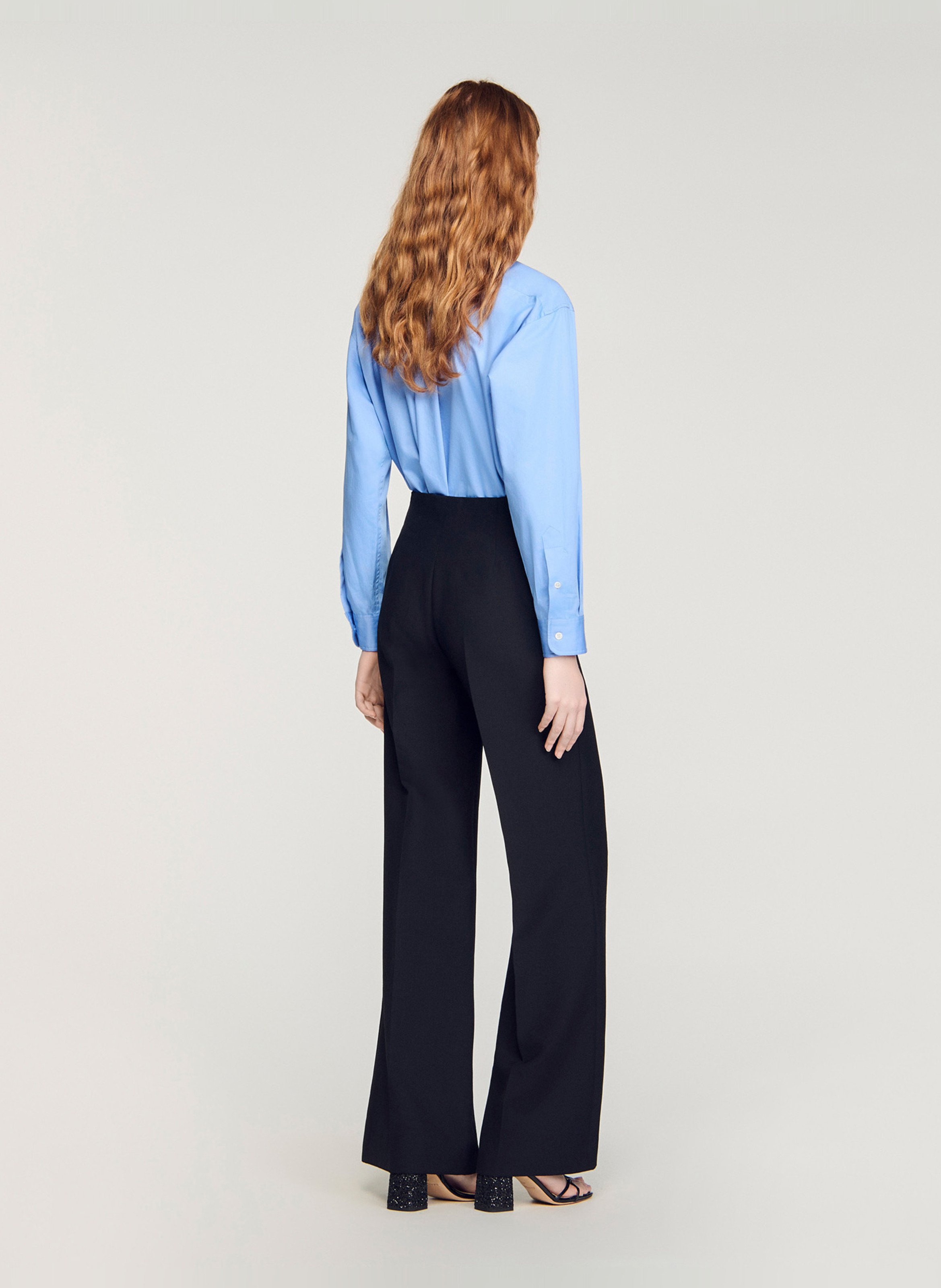 Pantalon évasé taille haute SANDRO Noir