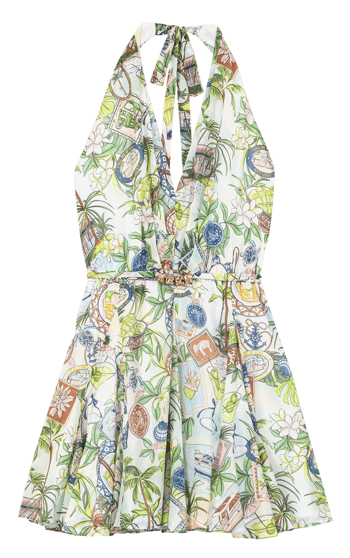 Robe courte en coton imprimé MAJE Multicolore