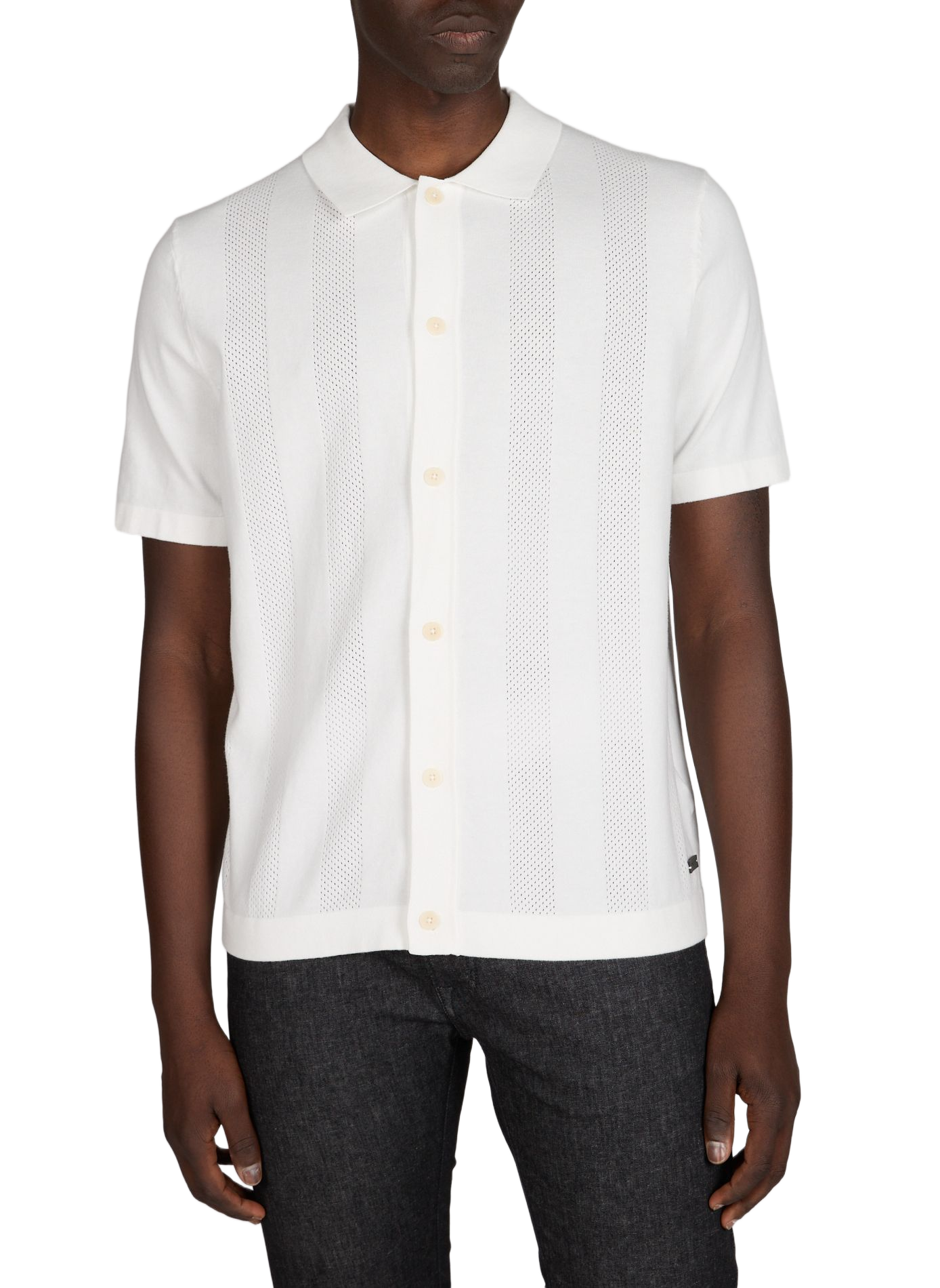 Chemise à manches courtes en coton mélangé PIERRE CARDIN Blanc