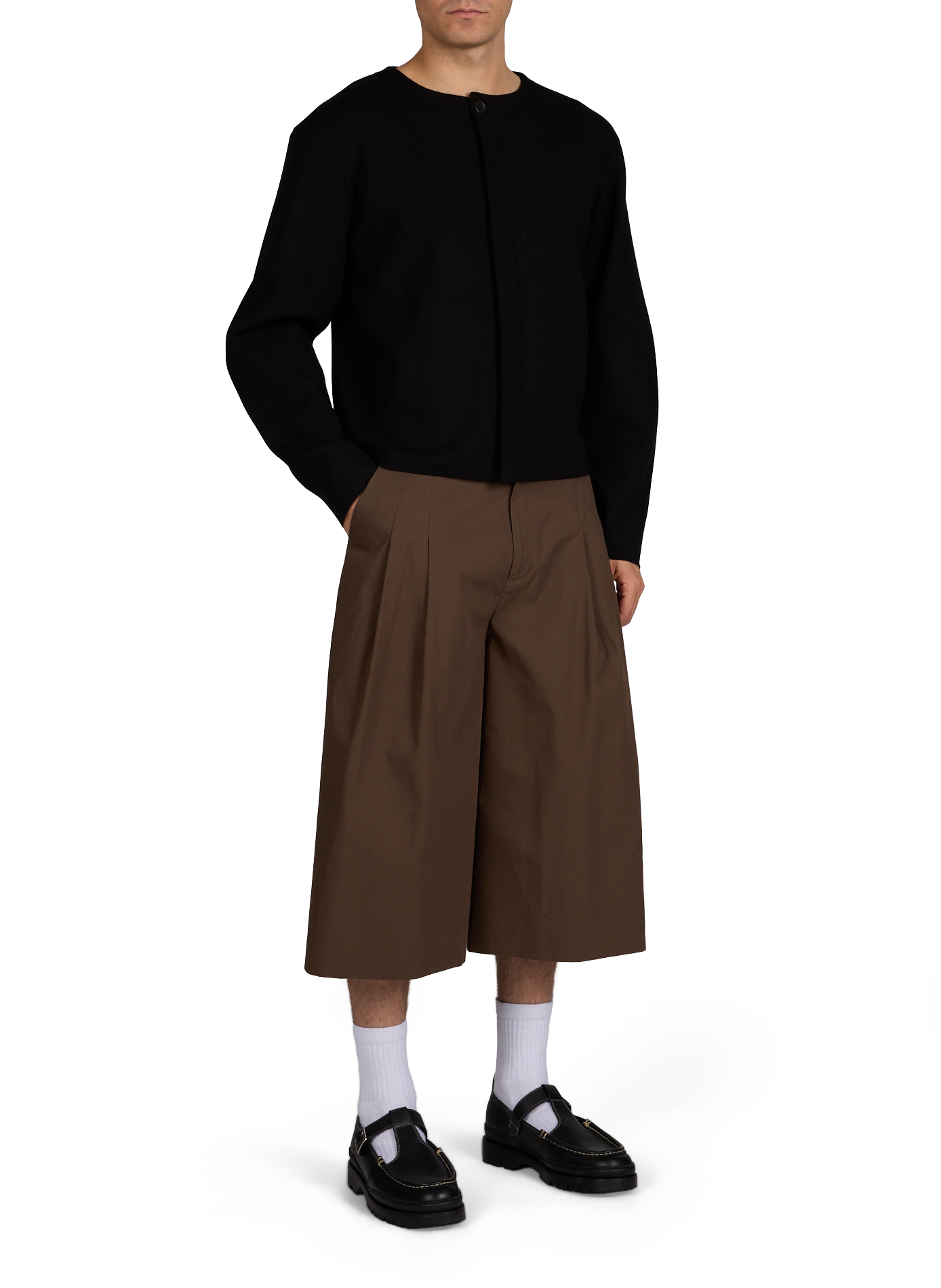 Plain round-neck cardigan AMOMENTO Black