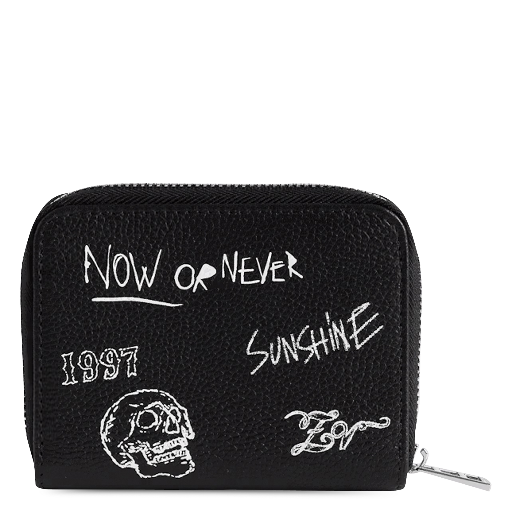 Porte-monnaie en cuir imprimé mini zv ZADIG&VOLTAIRE Noir