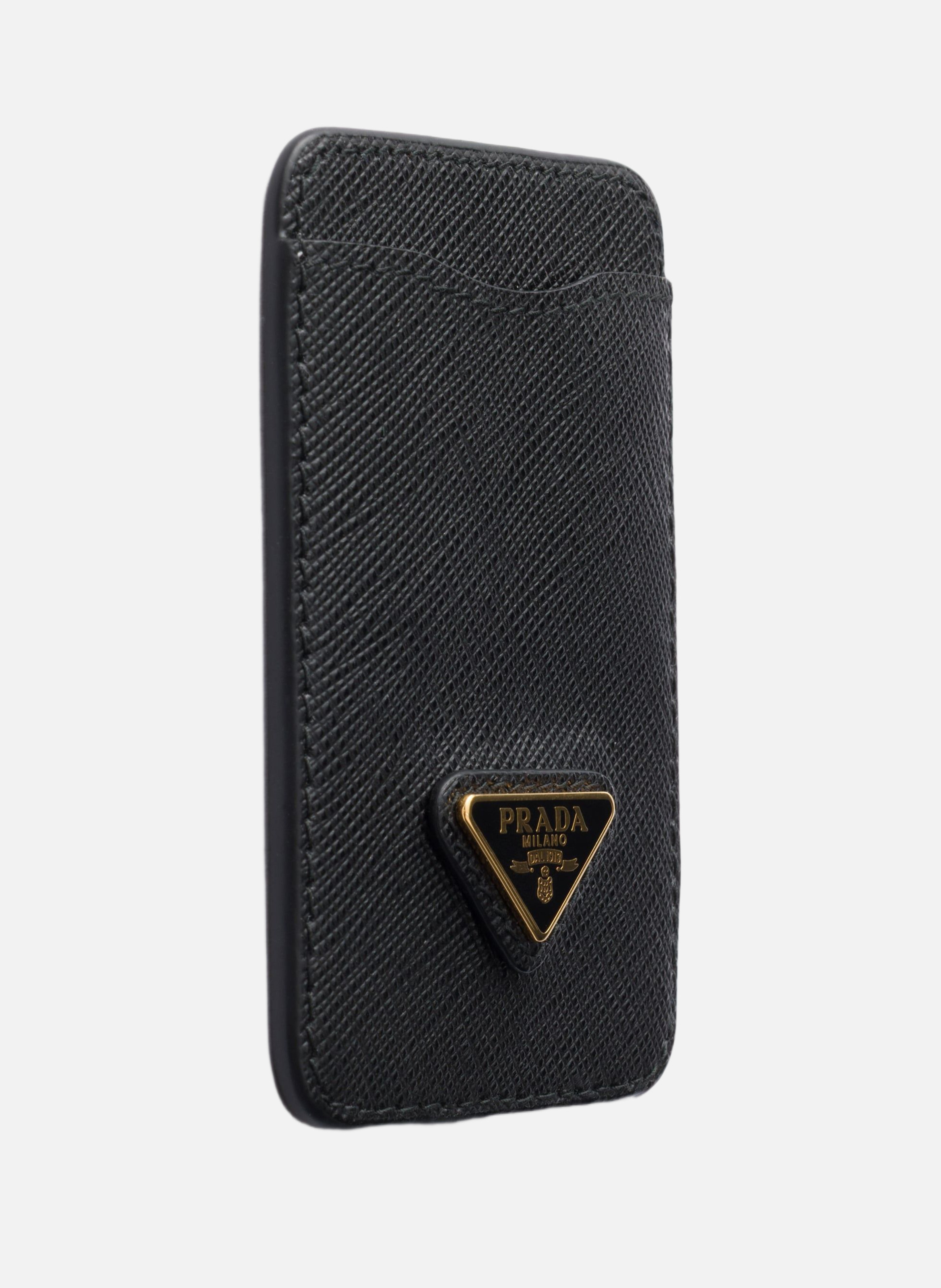 Porte-cartes en cuir saffiano PRADA Noir