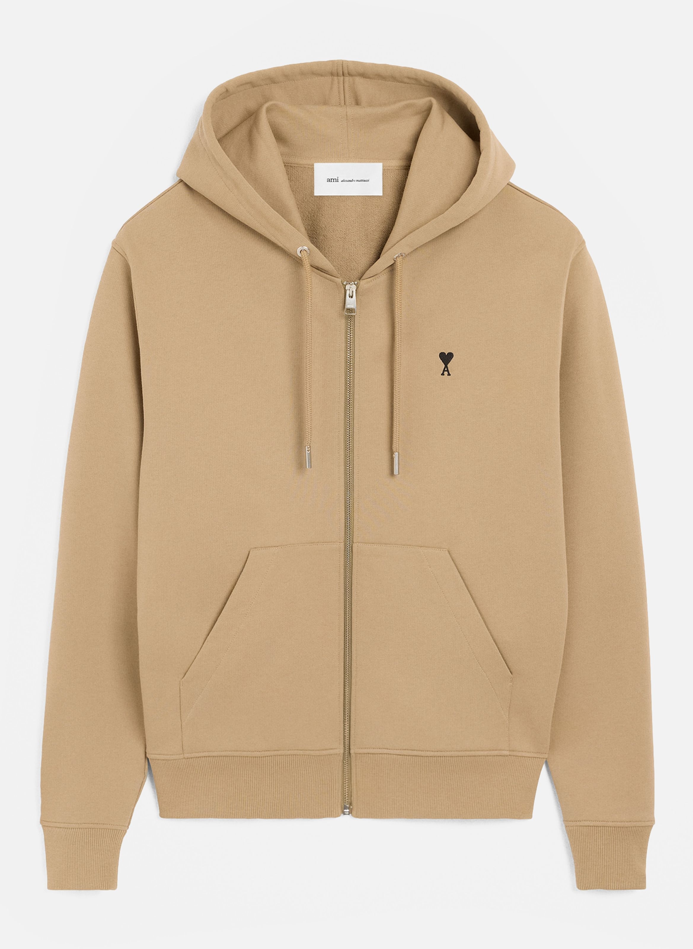 Hoodie zippé ami de coeur en coton AMI PARIS Beige
