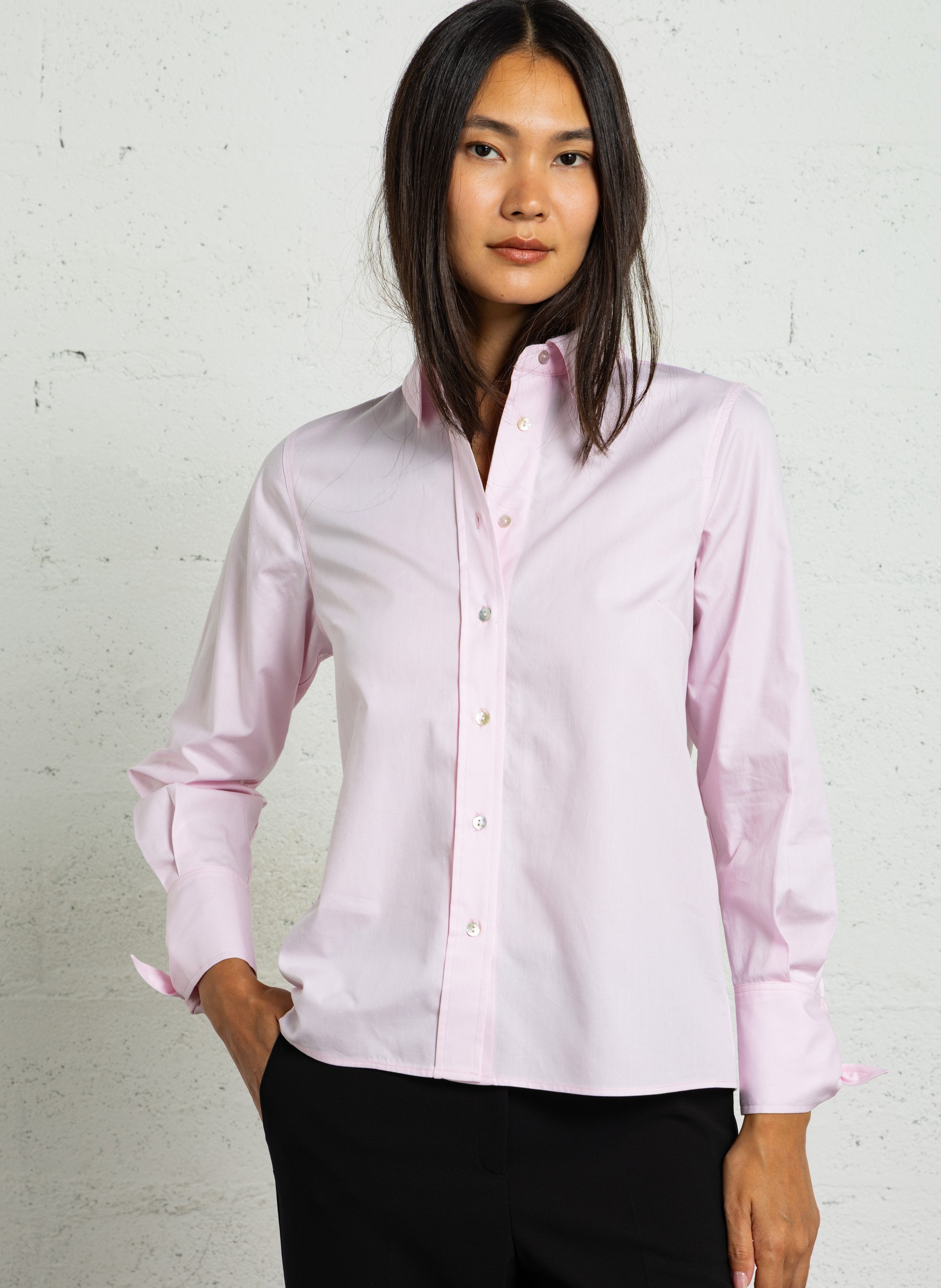 Chemise droite col classique en coton maria MAISON 123 Rose