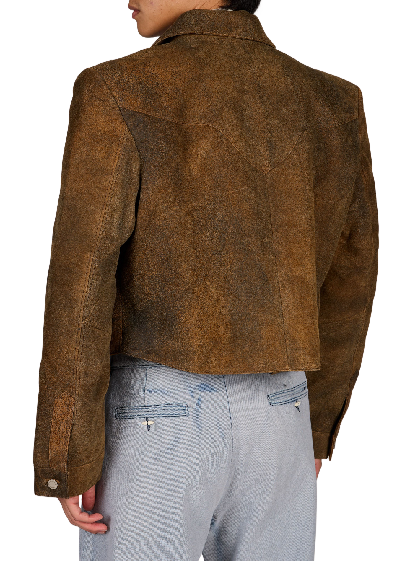 Rigida straight classic collar leather jacket CAMPILLO Brown