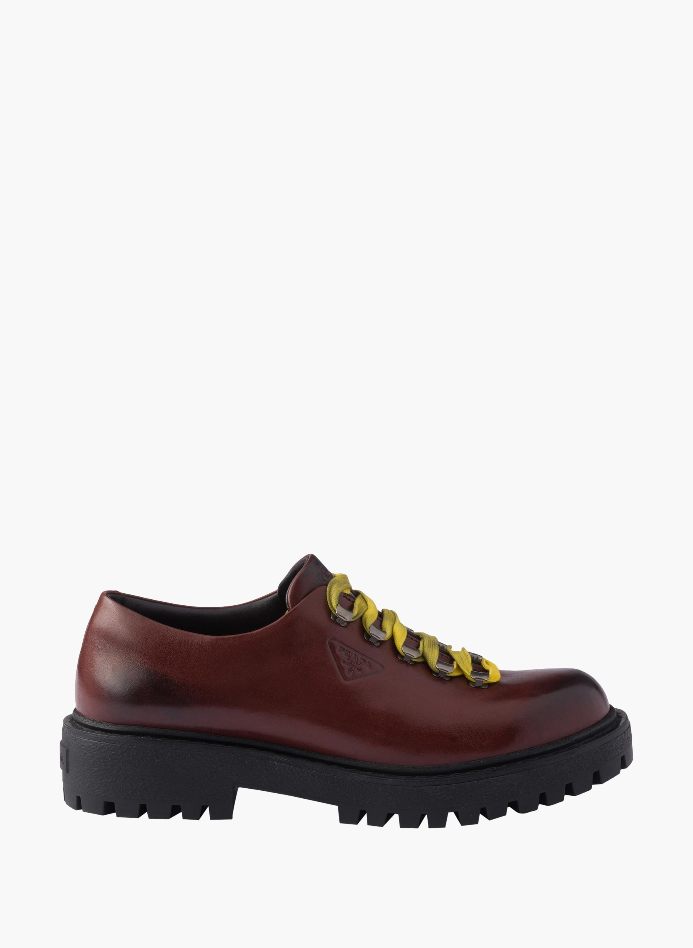 Chaussures à lacets en cuir vieilli PRADA Marron