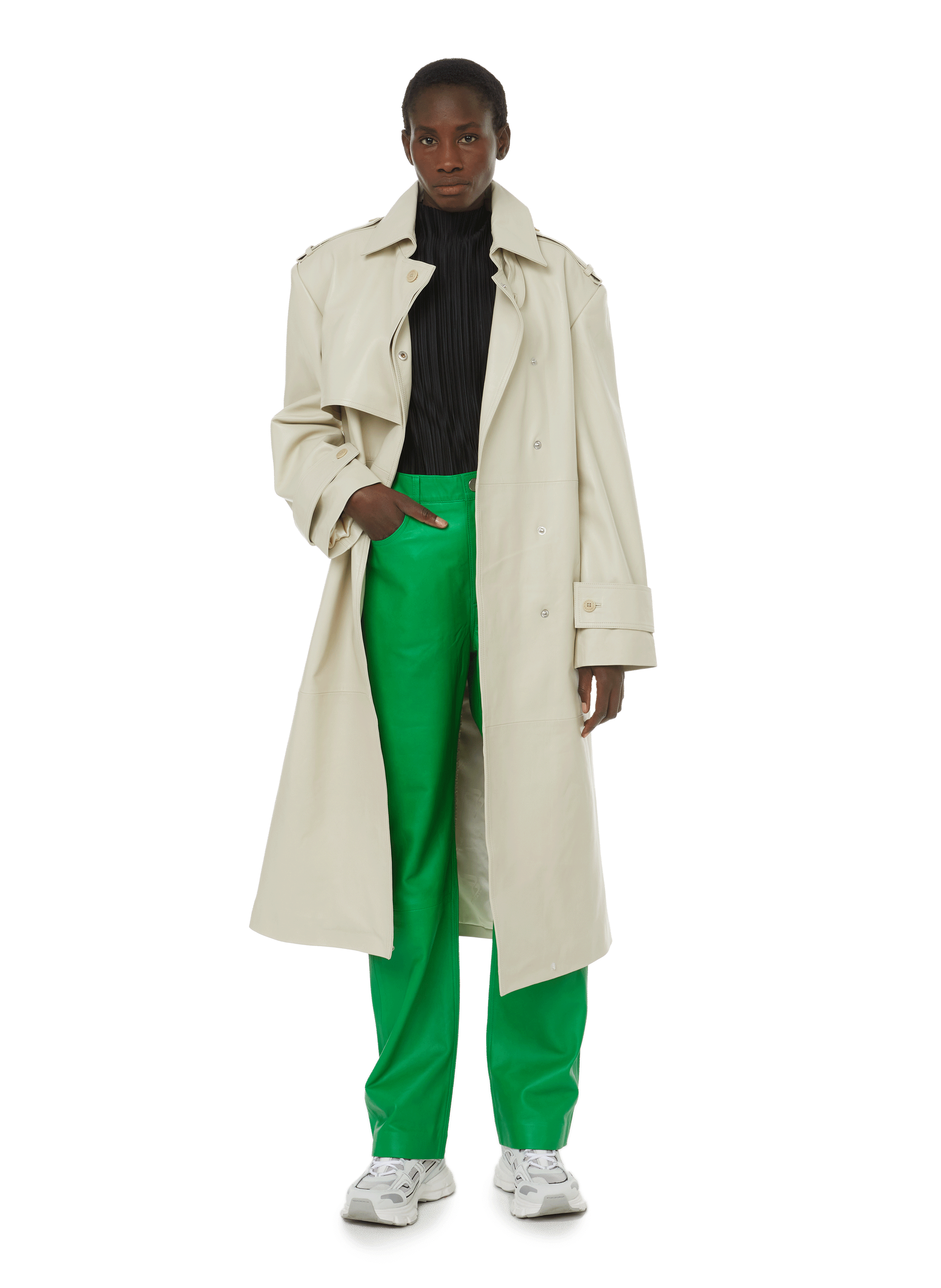 Trench Pisonia en cuir REMAIN Beige