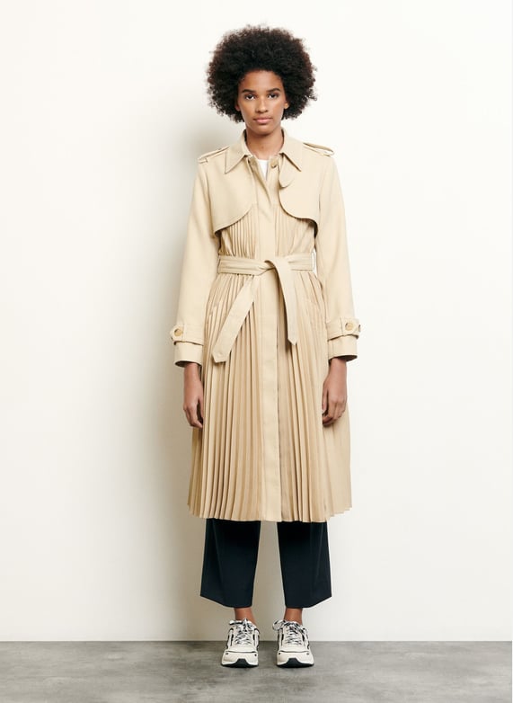 Trench midi plisse Beige