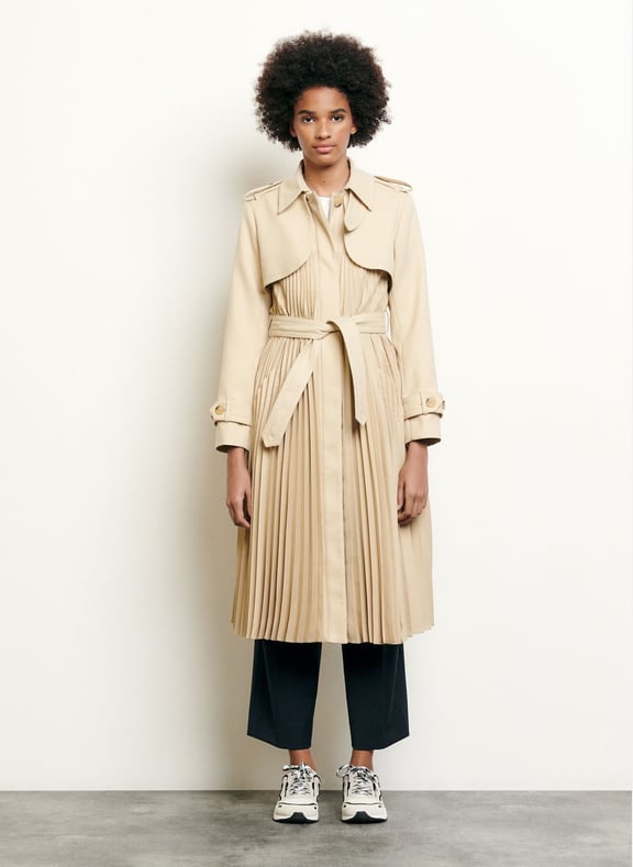 Trench midi plissé Beige by SANDRO SANDRO Trench midi plissé Beige