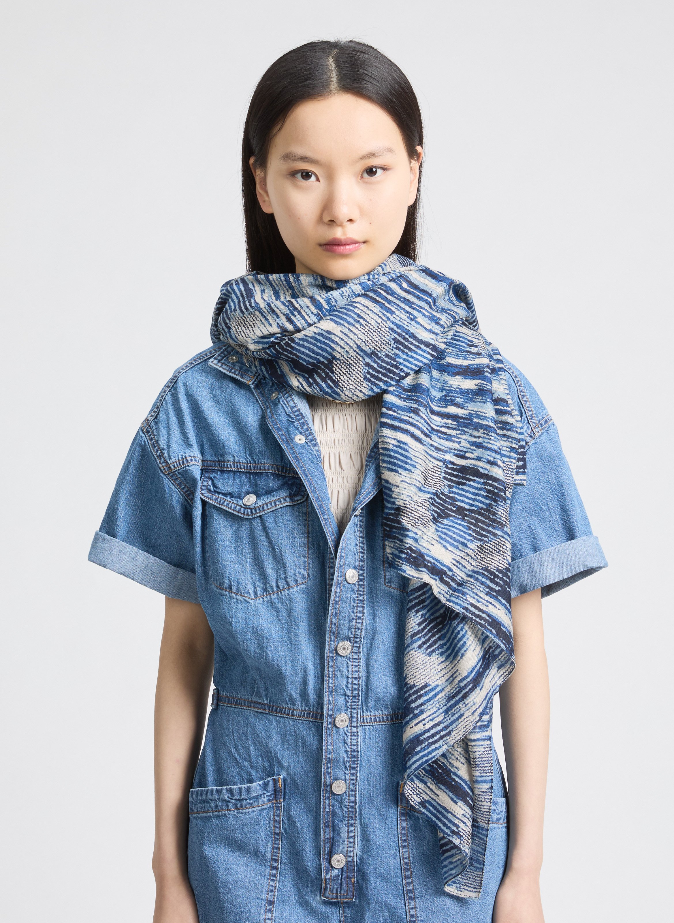 Foulard imprimé AU PRINTEMPS PARIS Bleu
