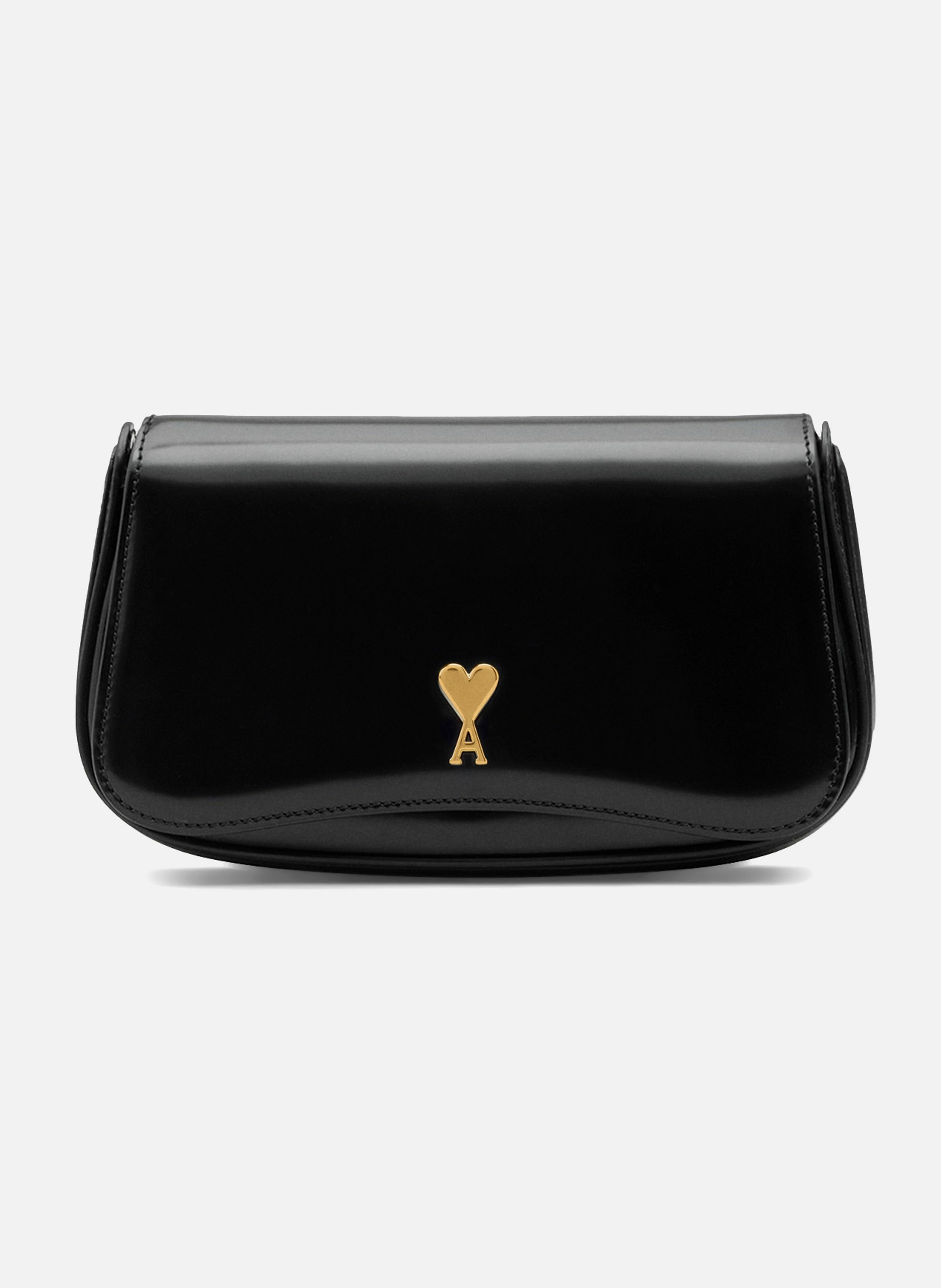 AMI PARIS Sac porté croisé paris paris petit en cuir glacé unisexe Noir