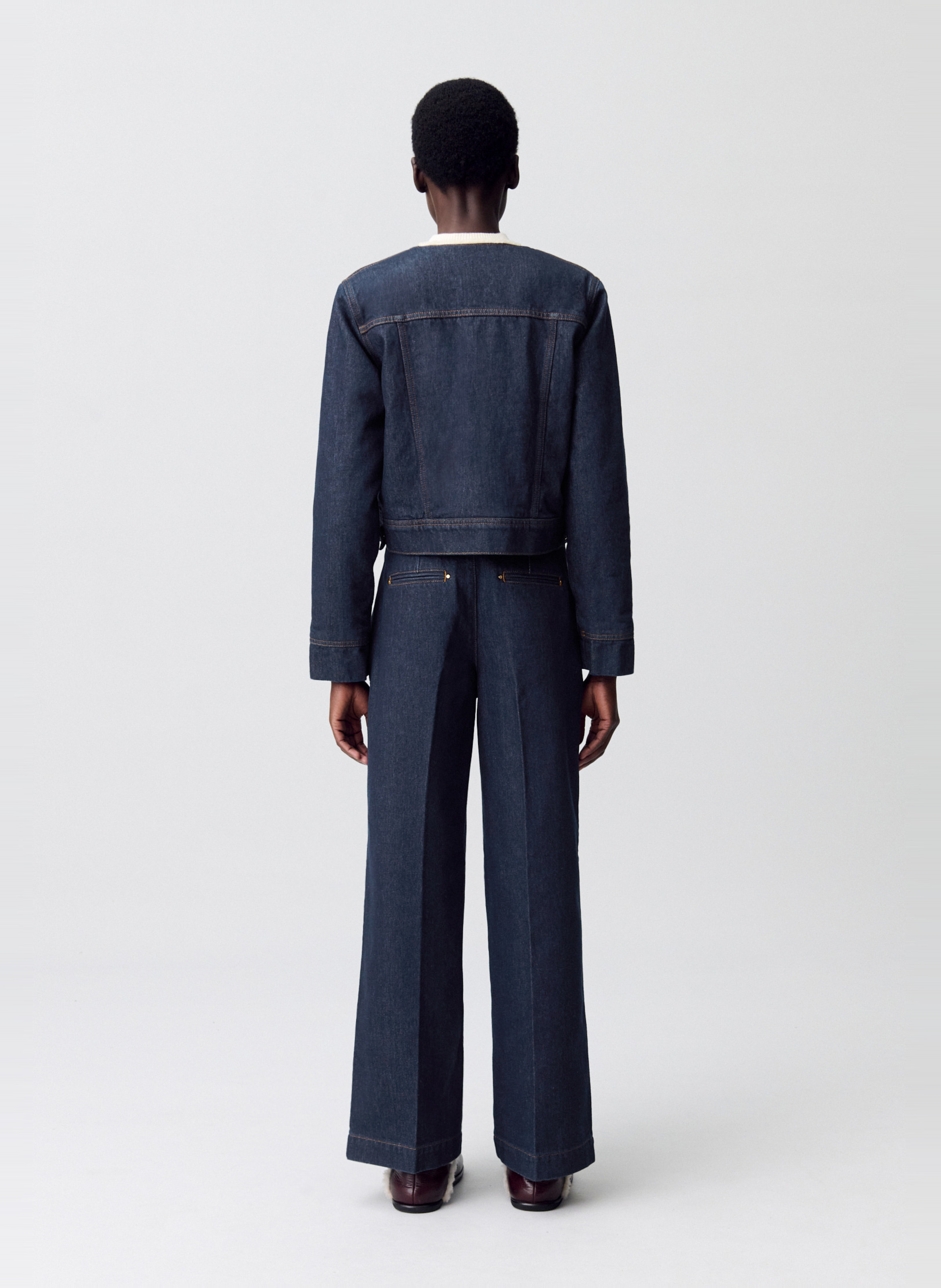 Veste en jean col rond valya CLAUDIE PIERLOT Bleu