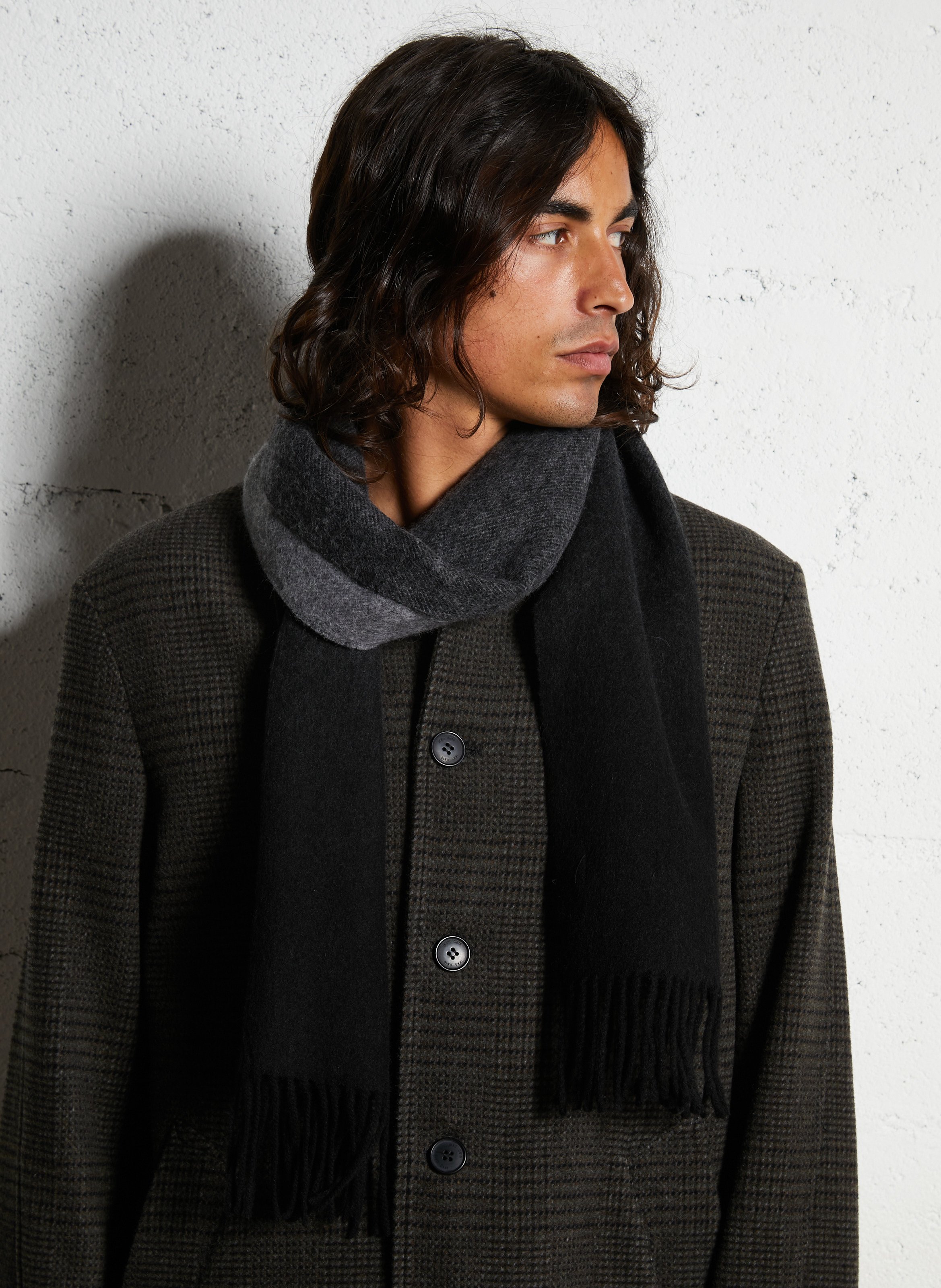 Echarpe à franges en laine IKKS Gris