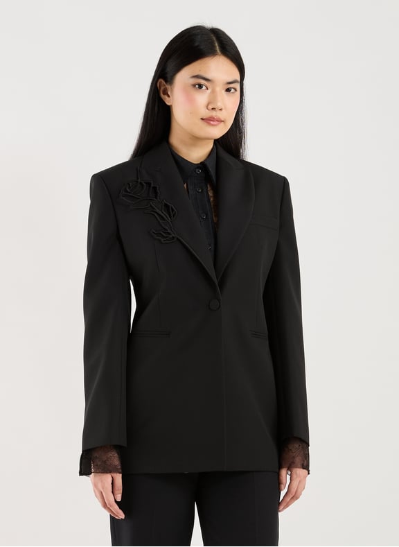 Veste col tailleur en laine vierge Noir by BLUMARINE BLUMARINE Veste col tailleur en laine vierge Noir