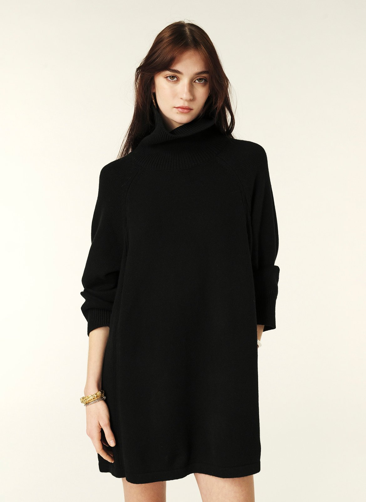 Robe courte col roulé en laine mélangé medee BA&SH Noir