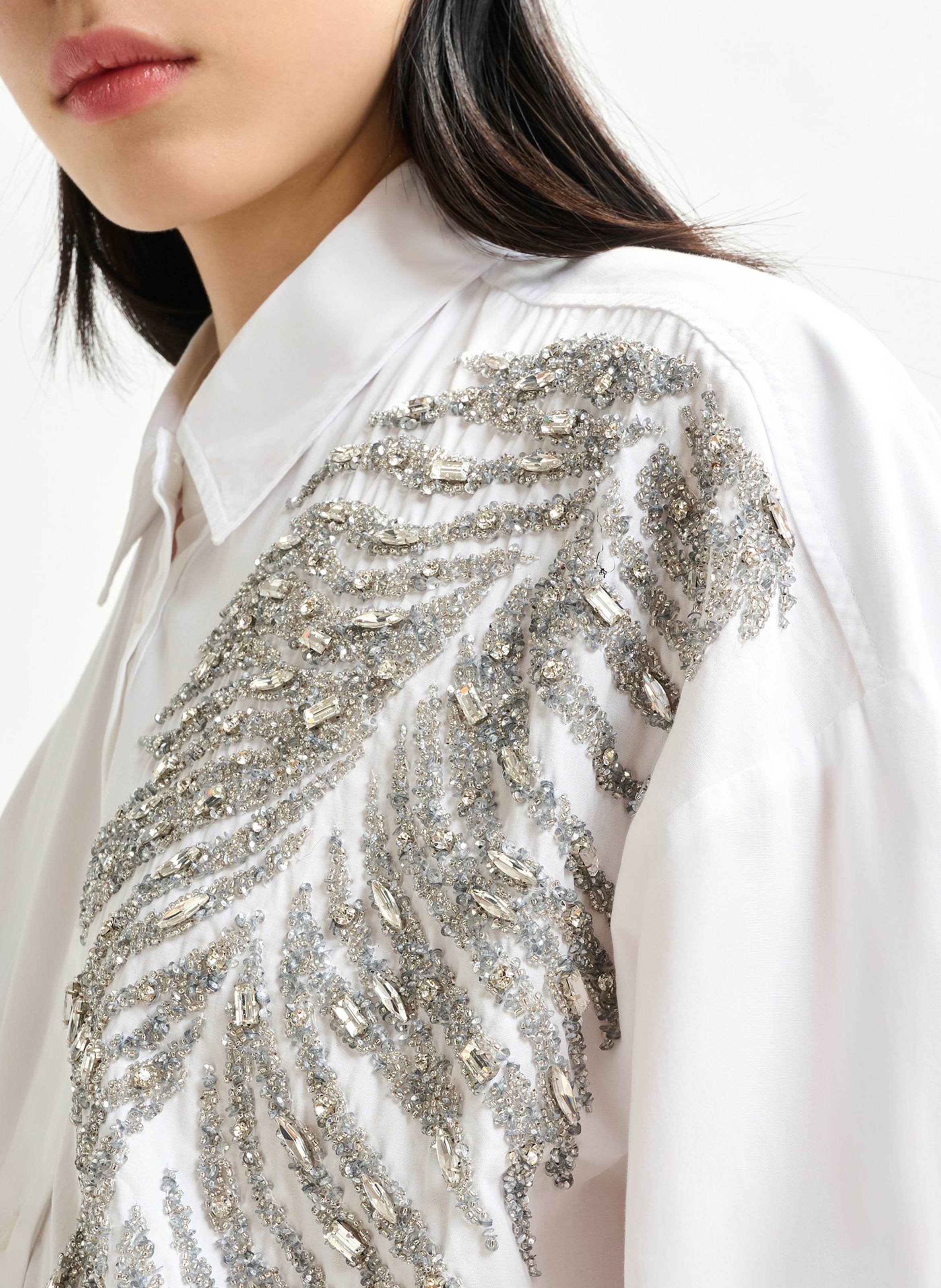 Chemise oversize brodée iliza ESSENTIEL ANTWERP Blanc