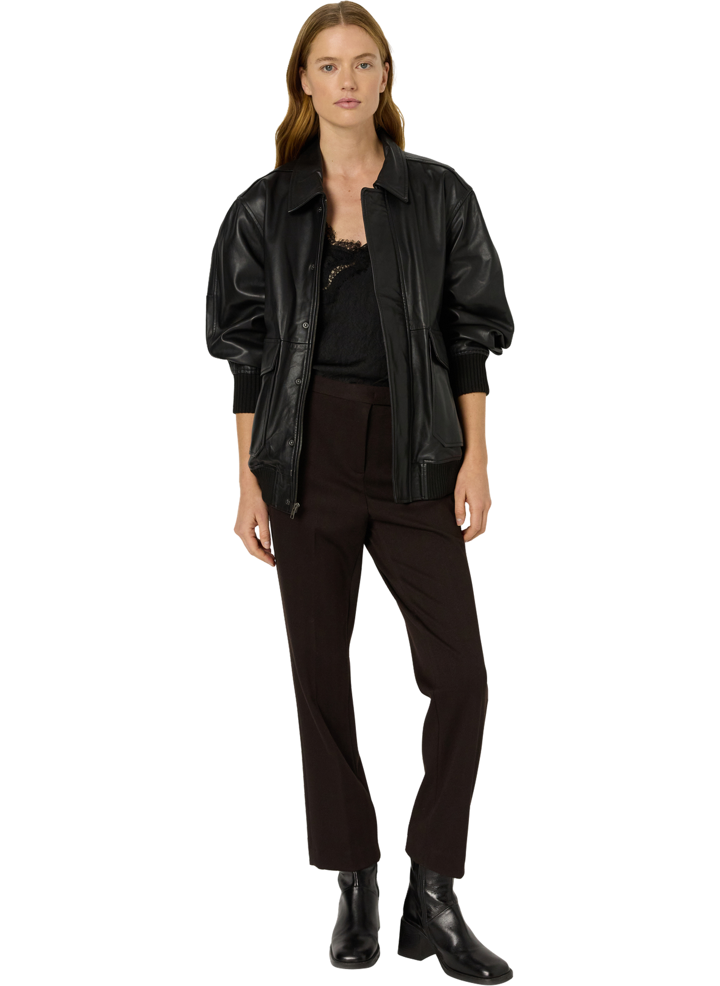 Pantalon droit à chevrons - claudie GERARD DAREL Marron