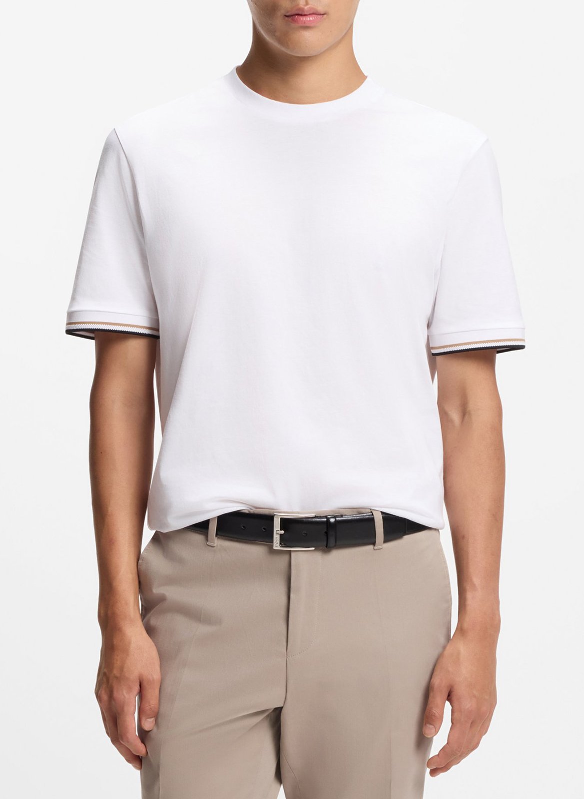 Tee-shirt col rond en coton BOSS Blanc