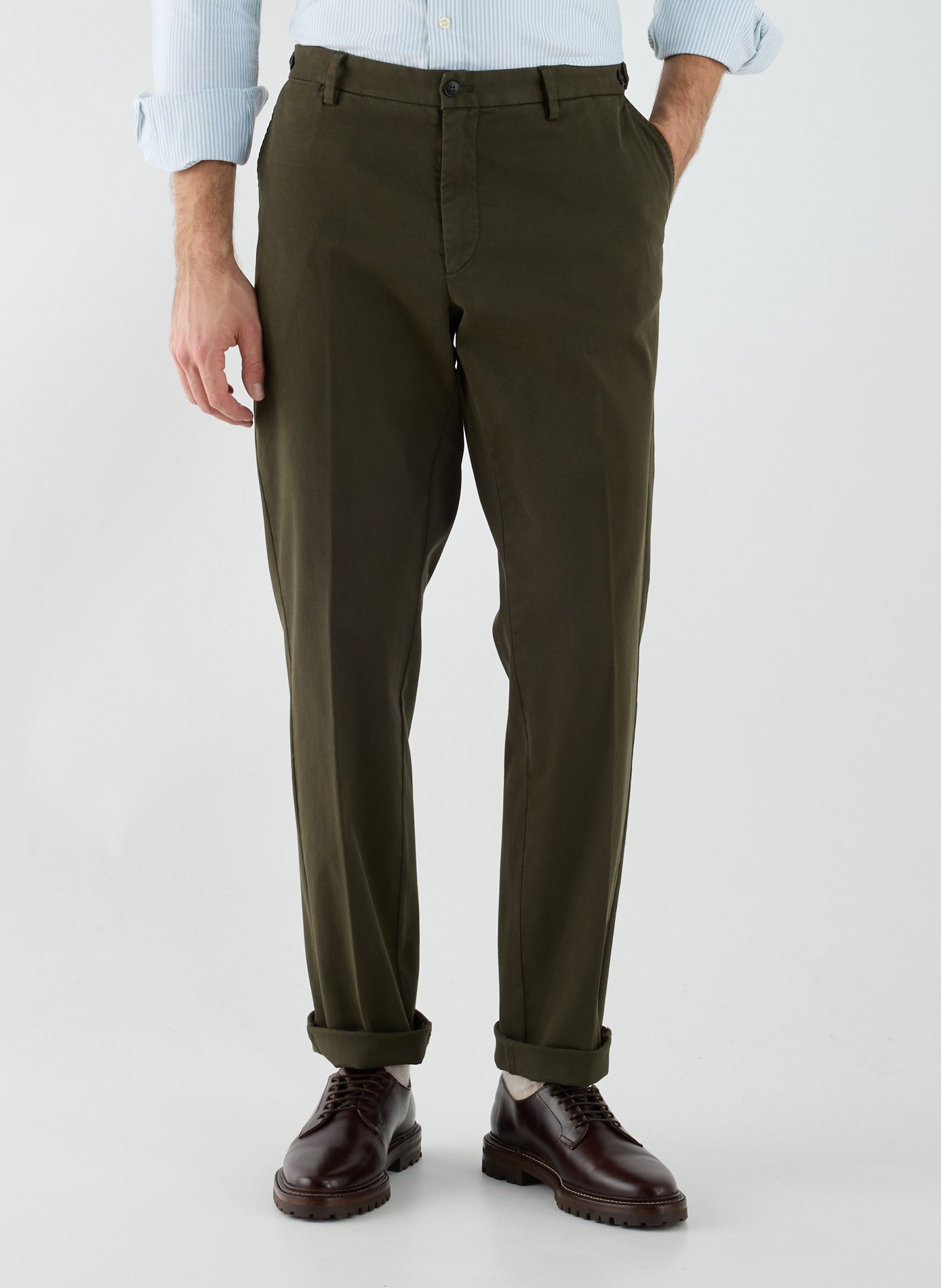 Pantalon droit en coton mélangé HACKETT Vert