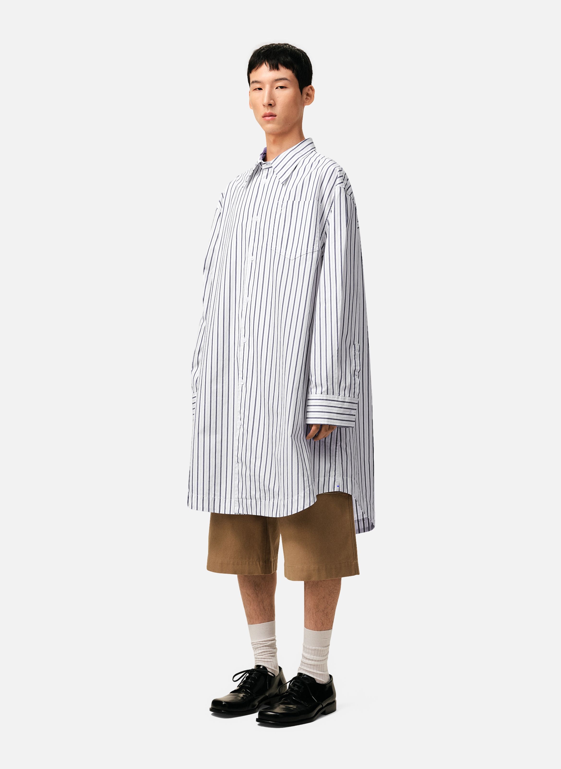 Chemise rayée large ami de cœur unisexe en coton AMI PARIS Blanc